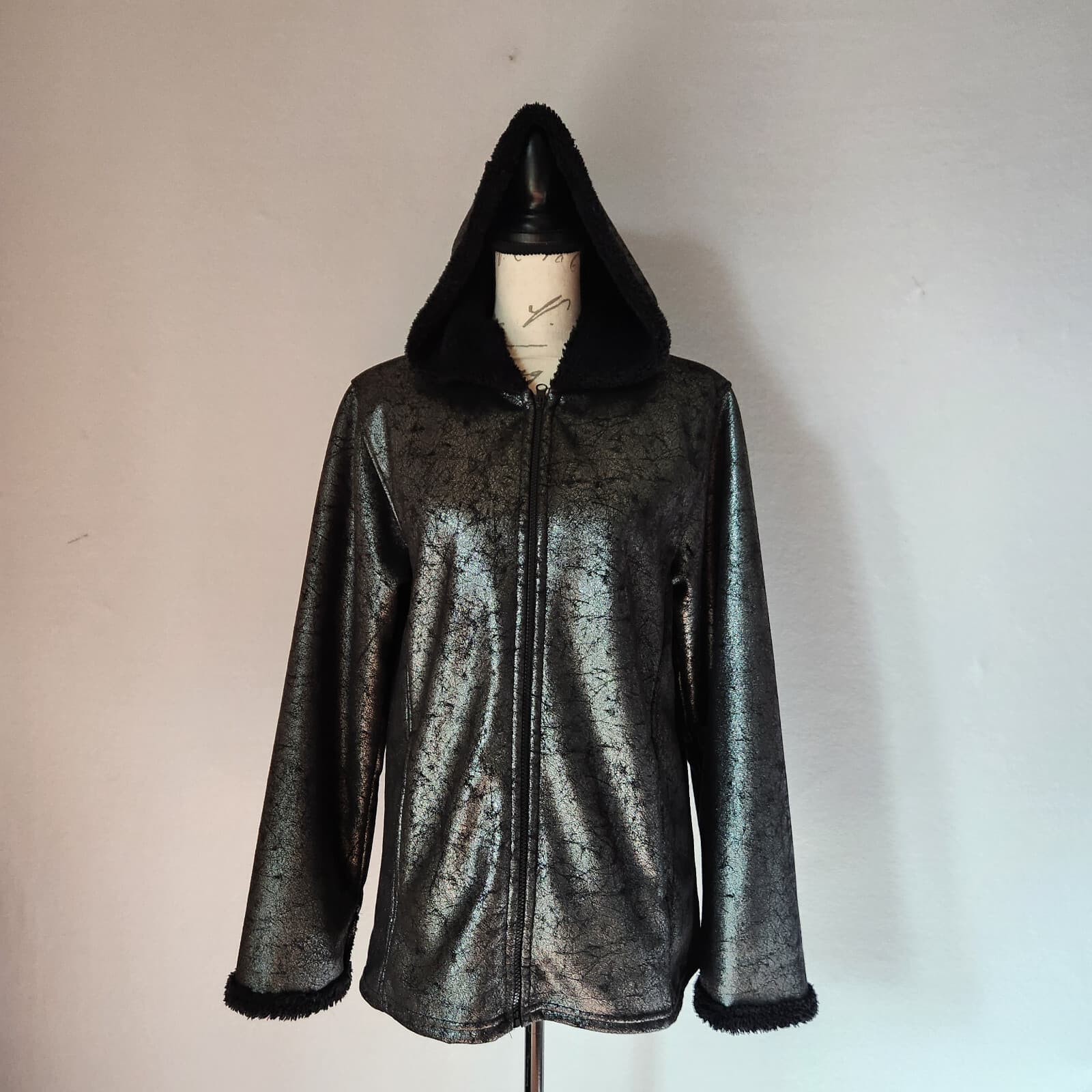 Vintage Bear Ridge Outfitters Fleece Lined Hood Jacket Zip Metallic Silver Sz.S - Thumbnail 2