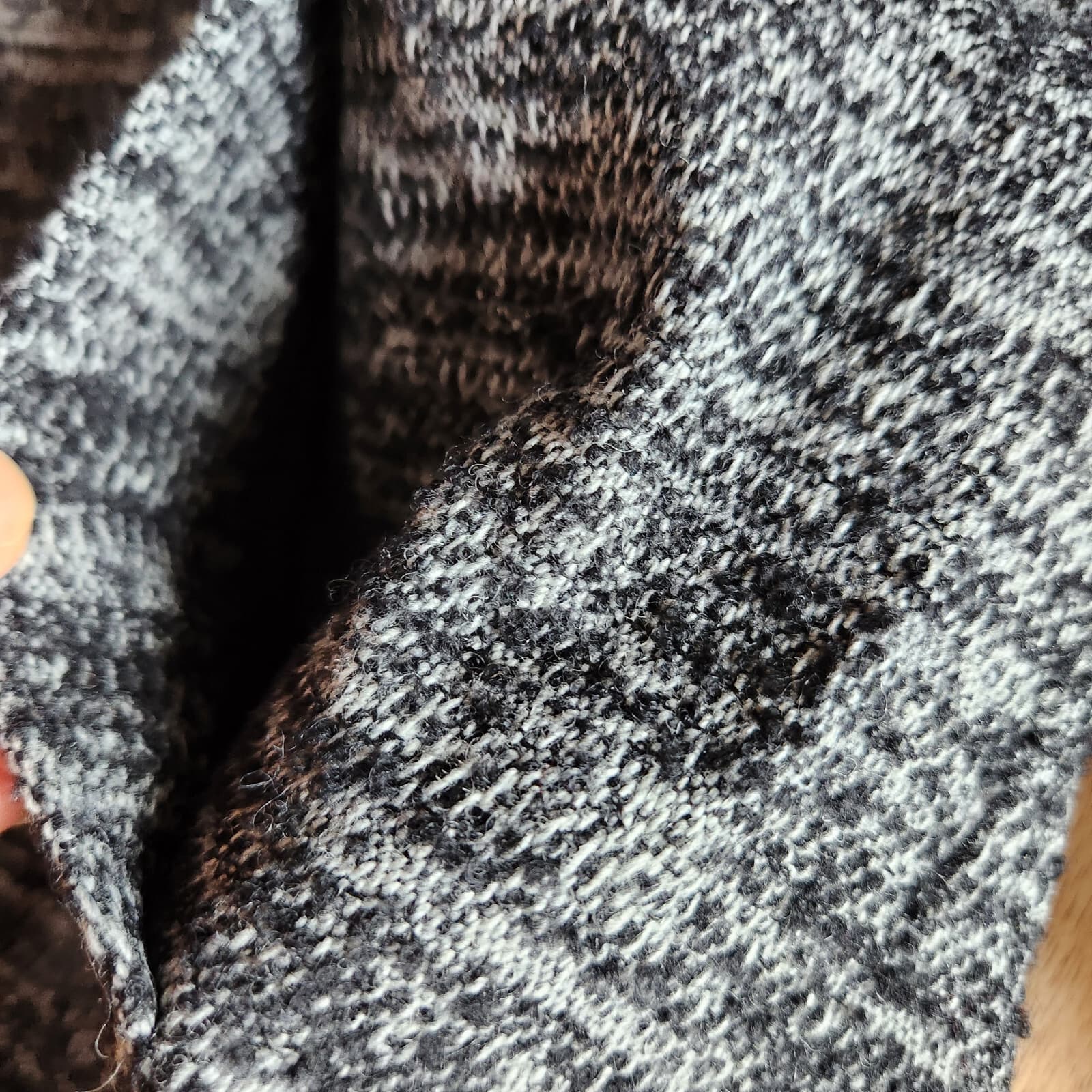 J.Jill Tweed Wool Blend Collarless Jacket Snap Lined Pocket Black Grey Women's L - Thumbnail 7