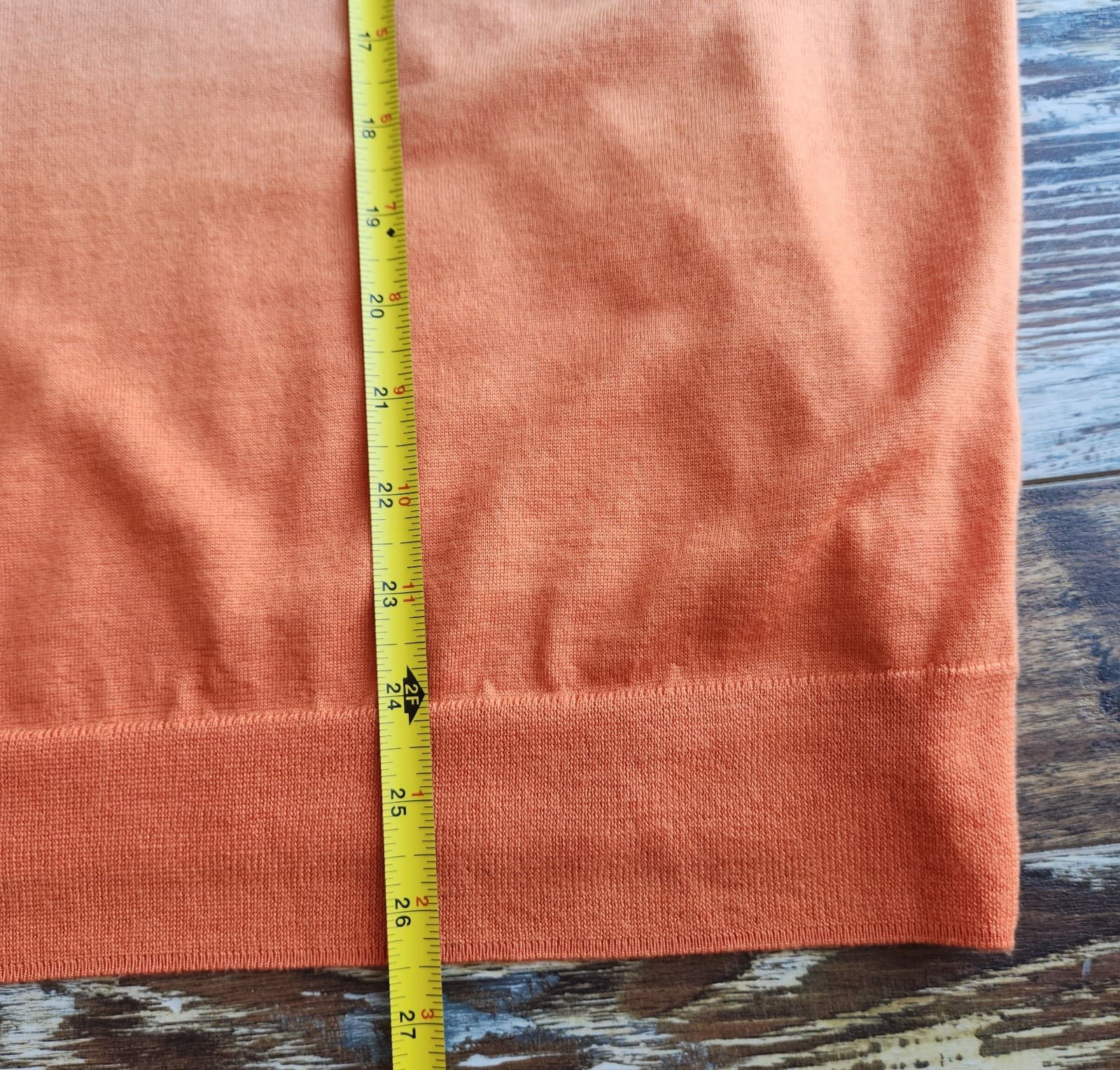 ST. JOHN Wool Silk Blend Ombre Dip Dye V-Neck Tunic Sweater Orange Women's XL - Thumbnail 11
