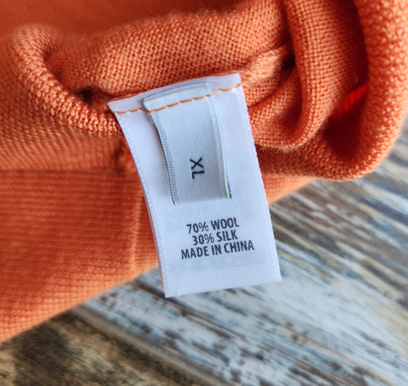 ST. JOHN Wool Silk Blend Ombre Dip Dye V-Neck Tunic Sweater Orange Women's XL - Thumbnail 7