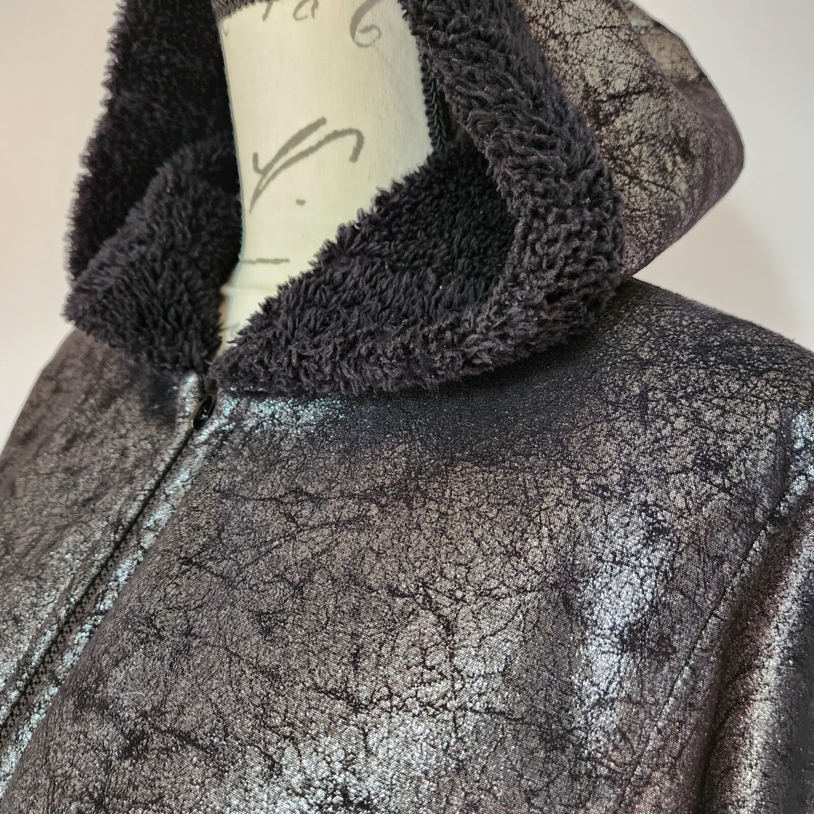 Vintage Bear Ridge Outfitters Fleece Lined Hood Jacket Zip Metallic Silver Sz.S - Thumbnail 4