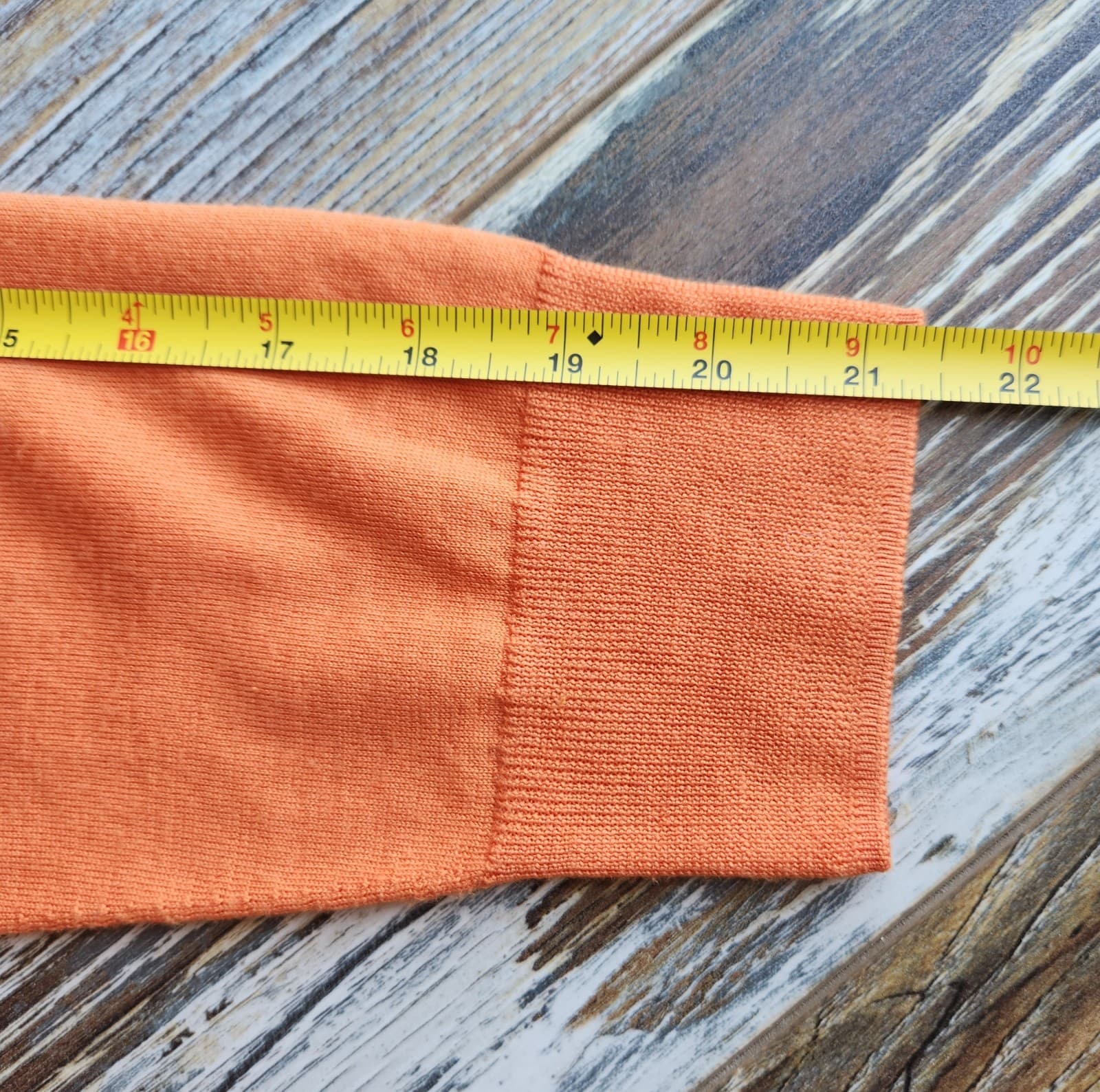 ST. JOHN Wool Silk Blend Ombre Dip Dye V-Neck Tunic Sweater Orange Women's XL - Thumbnail 9