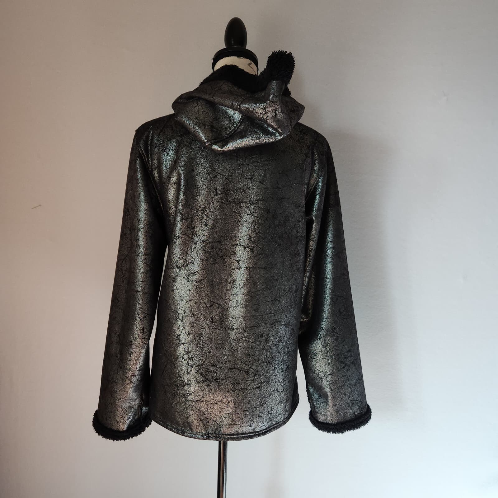 Vintage Bear Ridge Outfitters Fleece Lined Hood Jacket Zip Metallic Silver Sz.S - Thumbnail 6