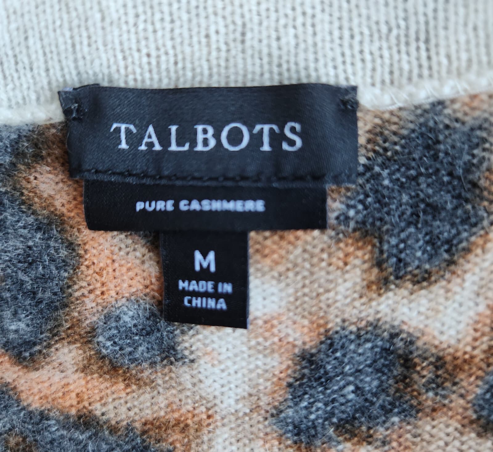 Talbots 100% Cashmere Leopard Audrey Sweater 3/4 Sleeve Crewneck Brown Women's M - Thumbnail 8