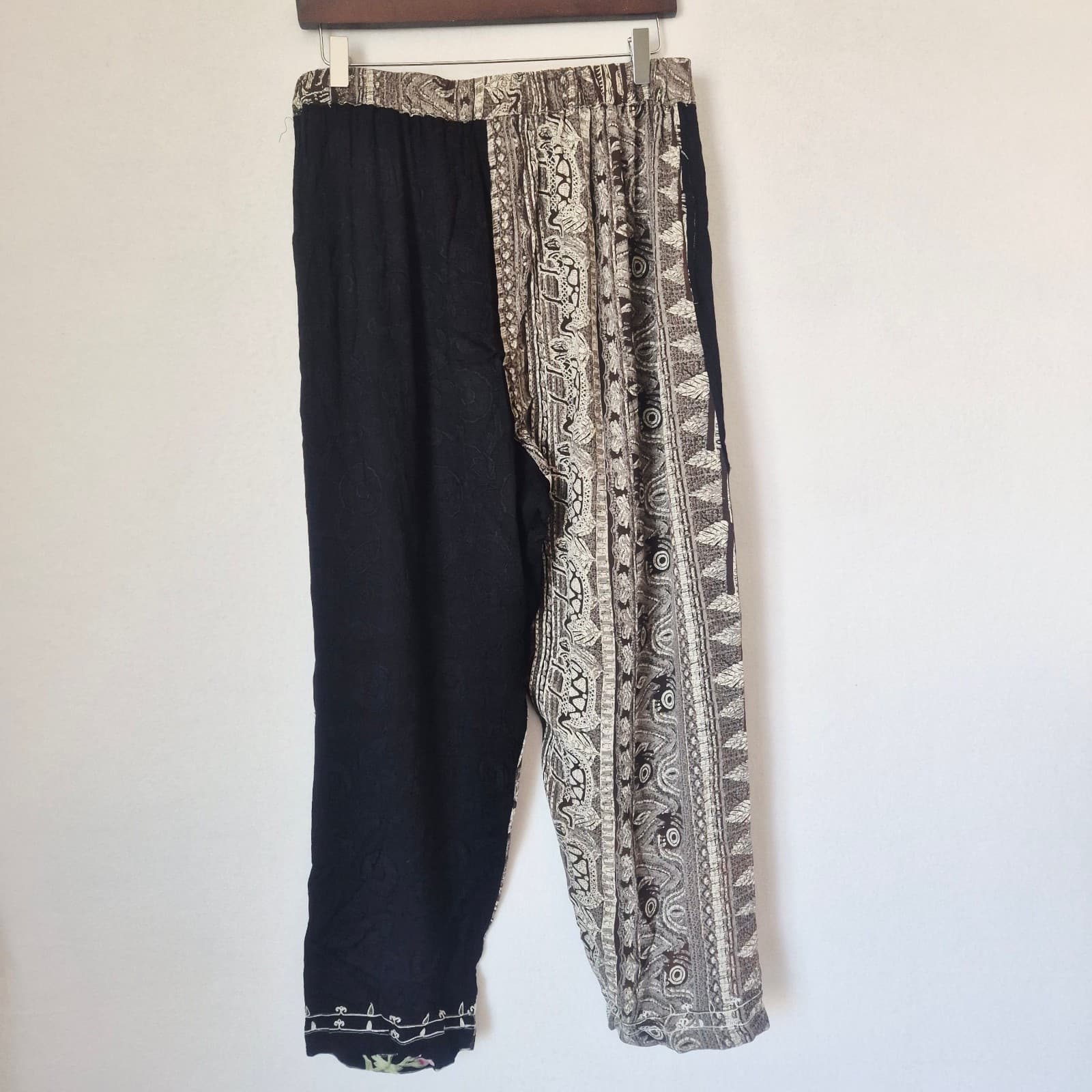 Tienda Ho Tambora Embroidered Hippie Harem Pants Elastic Black Grey Free-Size - Thumbnail 4