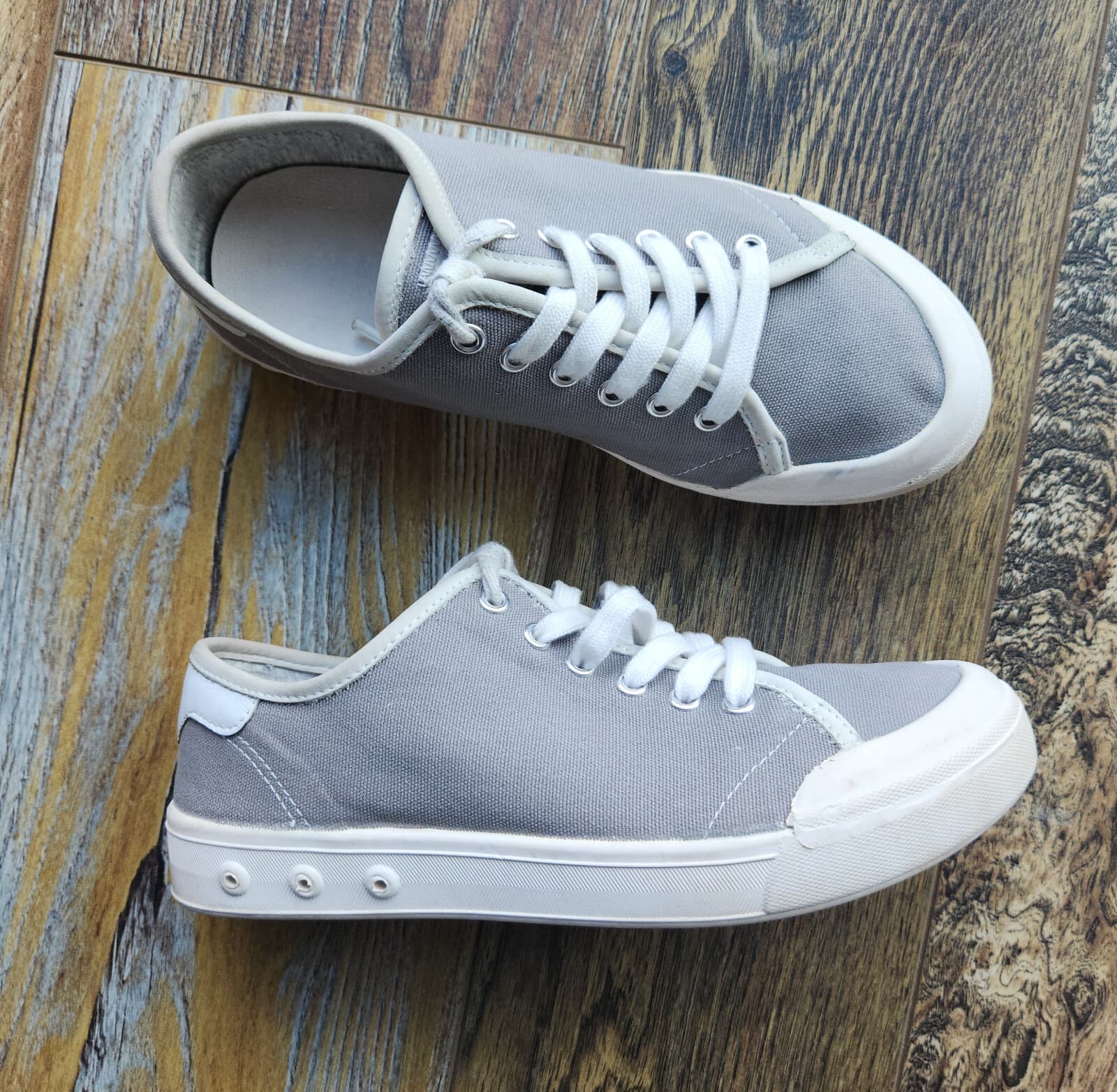 Rag & Bone Standard Issue Canvas Fashion Sneaker Lace-Up Grey White Women's 6.5 - Thumbnail 2