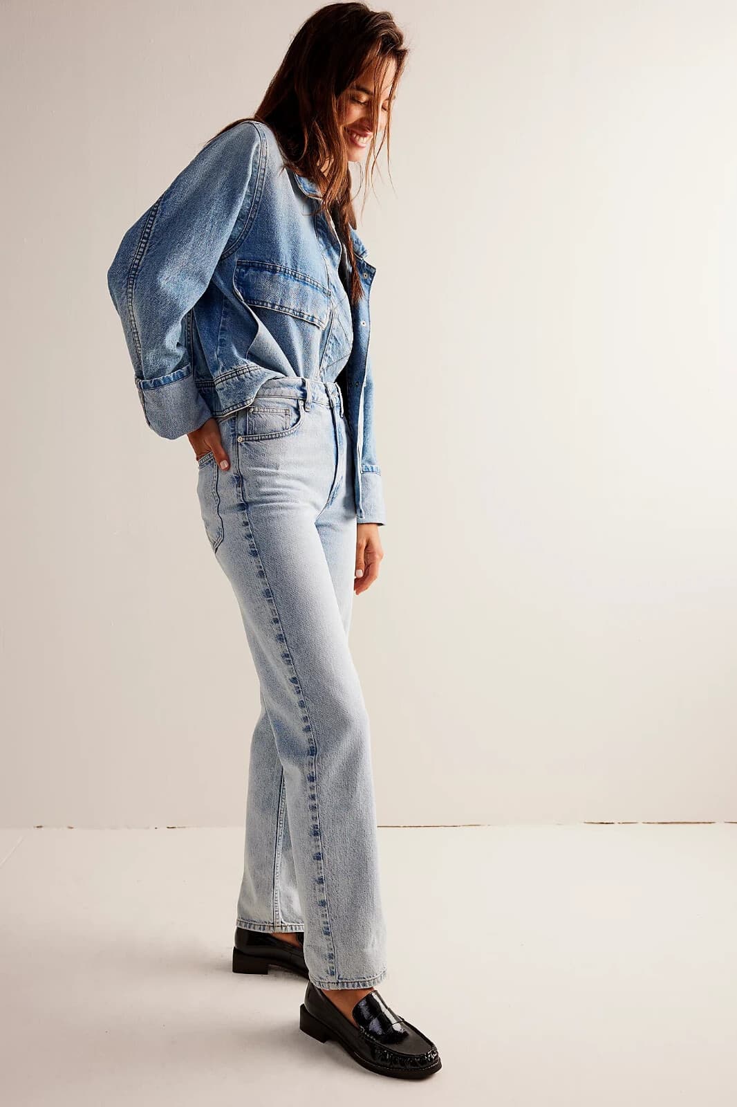 We The Free Pacifica High Rise Slim Straight-Leg Jeans Light Washed Blue Sz.24 - Thumbnail 3