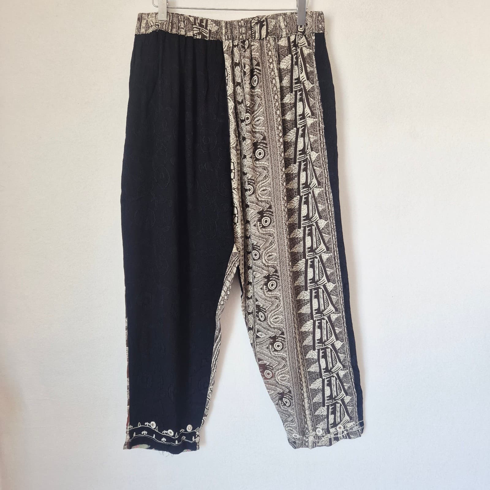 Tienda Ho Tambora Embroidered Hippie Harem Pants Elastic Black Grey Free-Size - Thumbnail 2