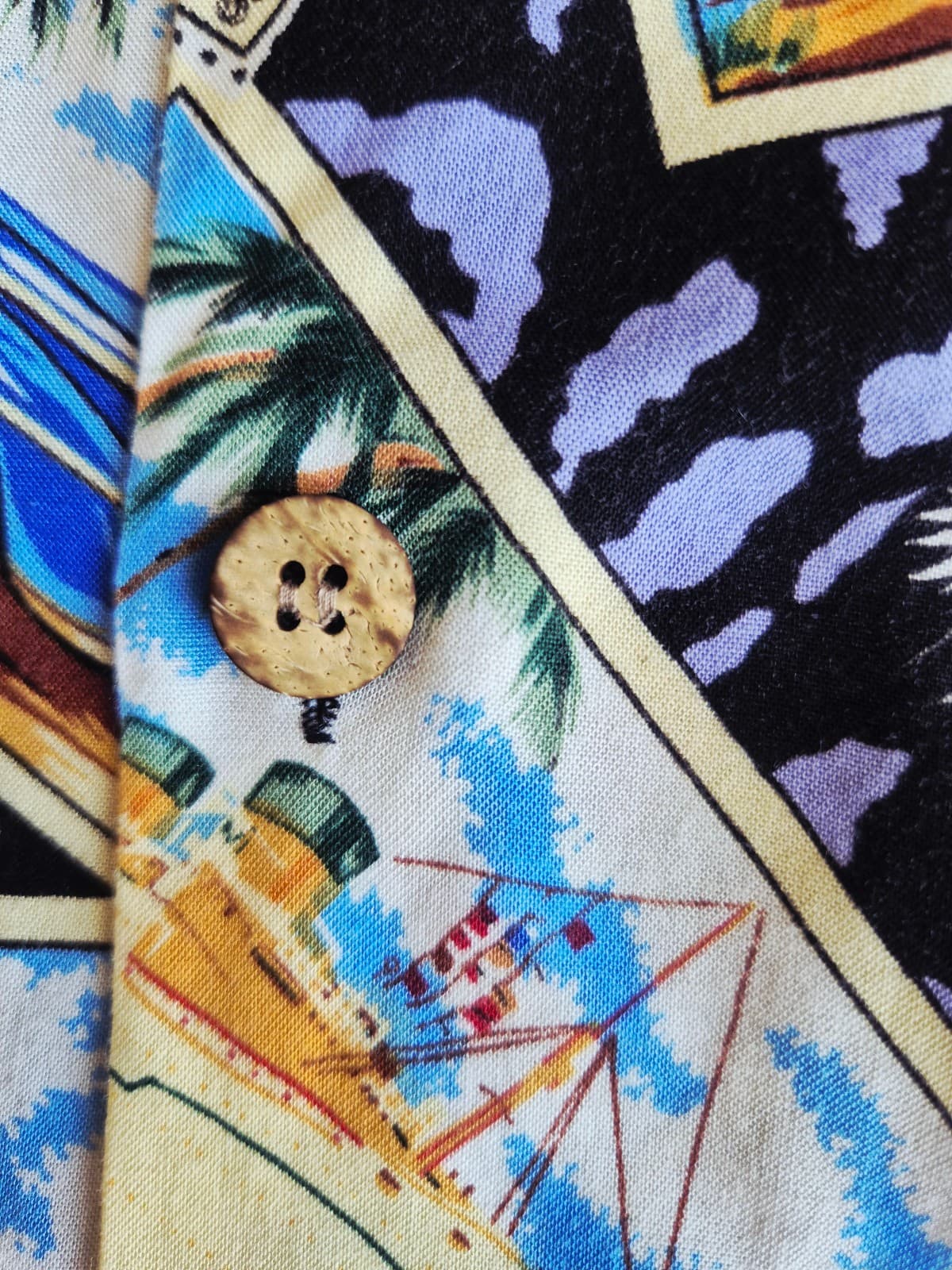 Vintage Joe Kealoha's Hula Postcard Car Islands Hawaiian Shirt Men's Bust 52" XL - Thumbnail 7