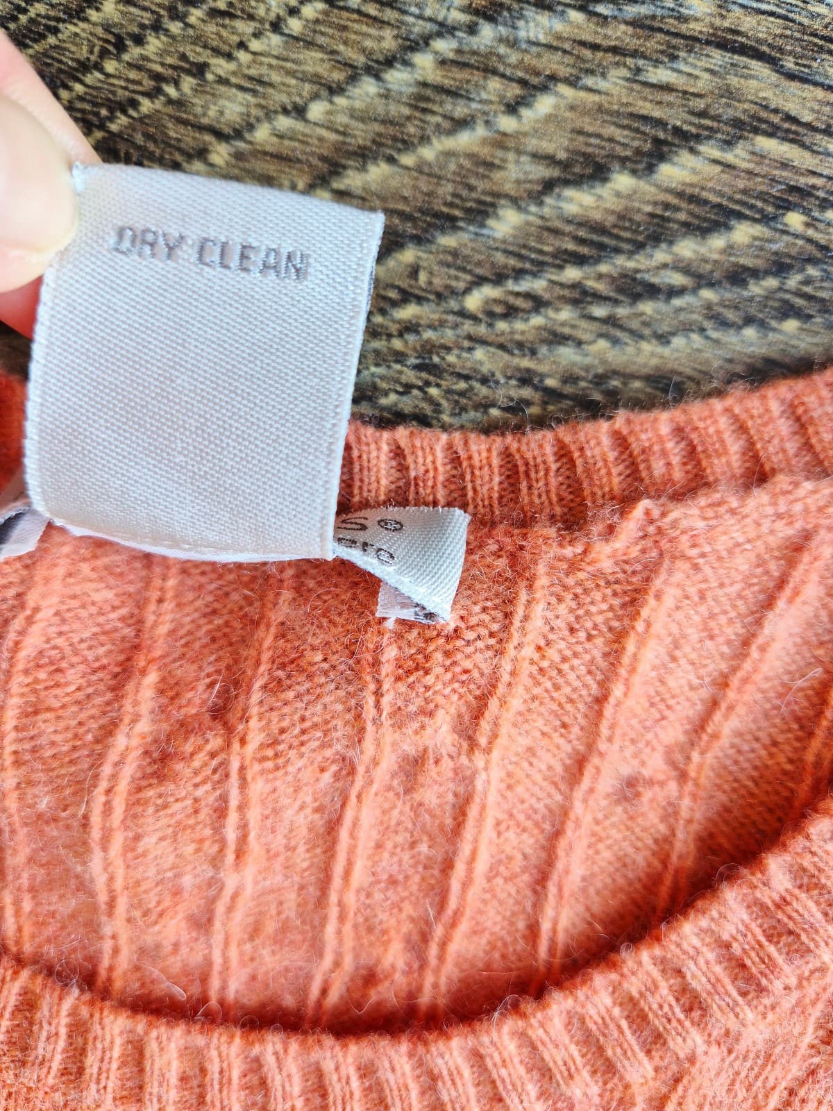 Tweeds 100% 2-Ply Cashmere Cable Knit Crew Neck Sweater Orange Women's Large - Thumbnail 8
