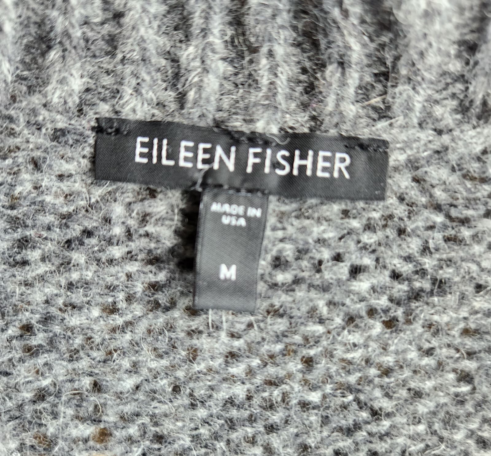 EILEEN FISHER Alpaca Blend Open Front Duster Cardigan Open Knit Grey Women's M - Thumbnail 9