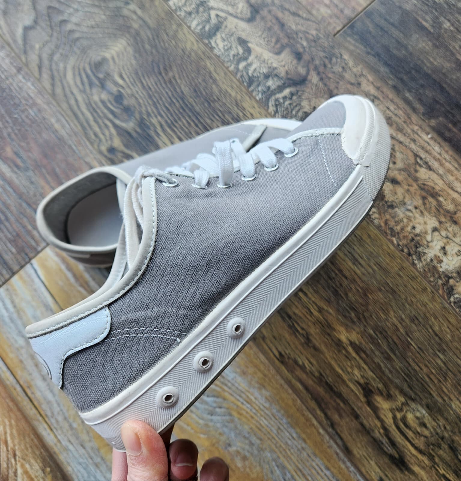 Rag & Bone Standard Issue Canvas Fashion Sneaker Lace-Up Grey White Women's 6.5 - Thumbnail 3