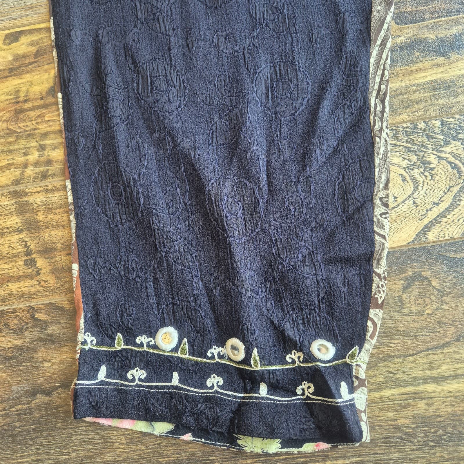 Tienda Ho Tambora Embroidered Hippie Harem Pants Elastic Black Grey Free-Size - Thumbnail 6