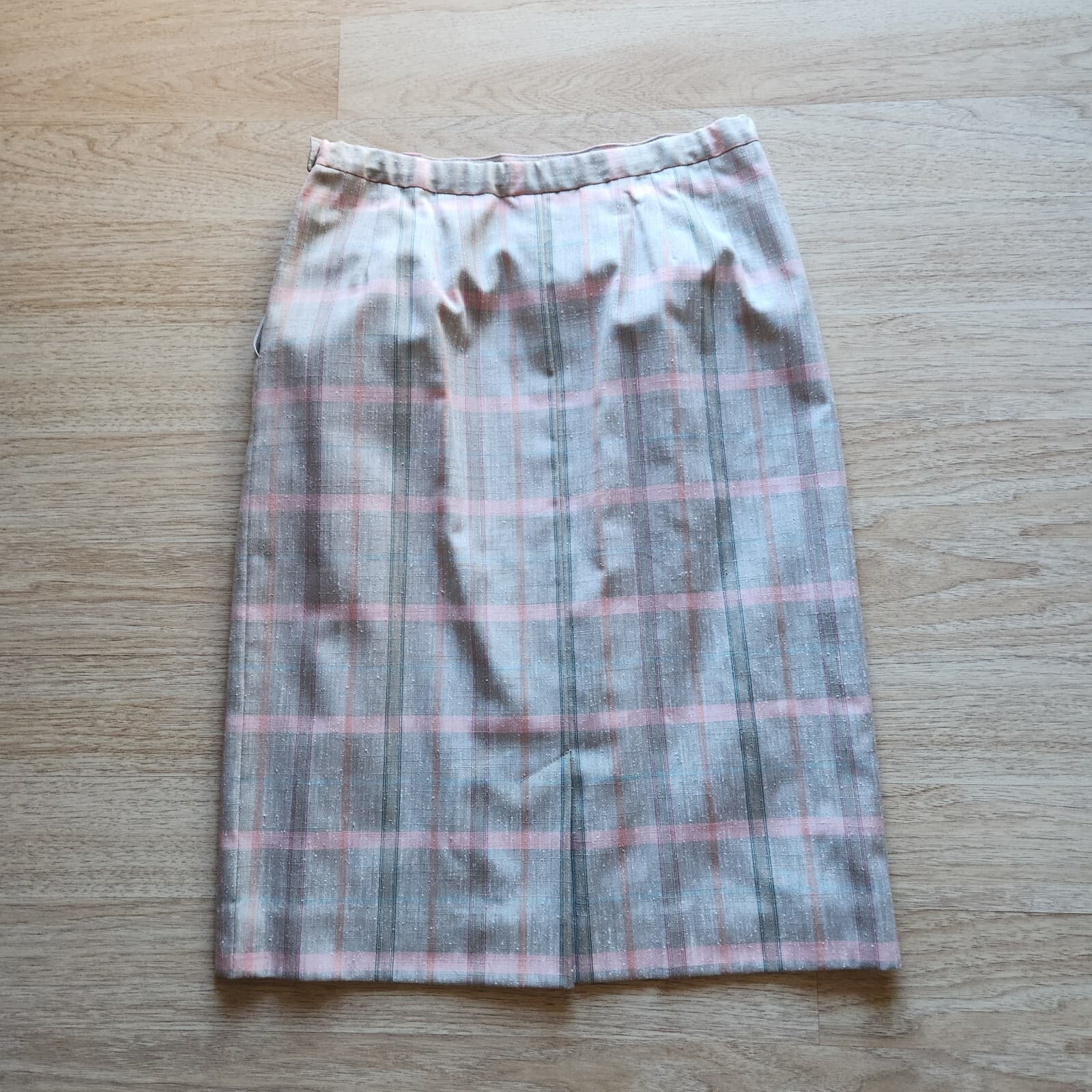 Vintage Pendleton x Country Sophisticates Silk Blend Plaid Pencil Skirt Grey 16 - Thumbnail 2