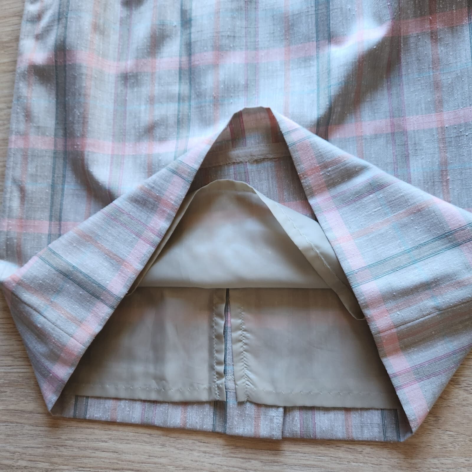 Vintage Pendleton x Country Sophisticates Silk Blend Plaid Pencil Skirt Grey 16 - Thumbnail 3
