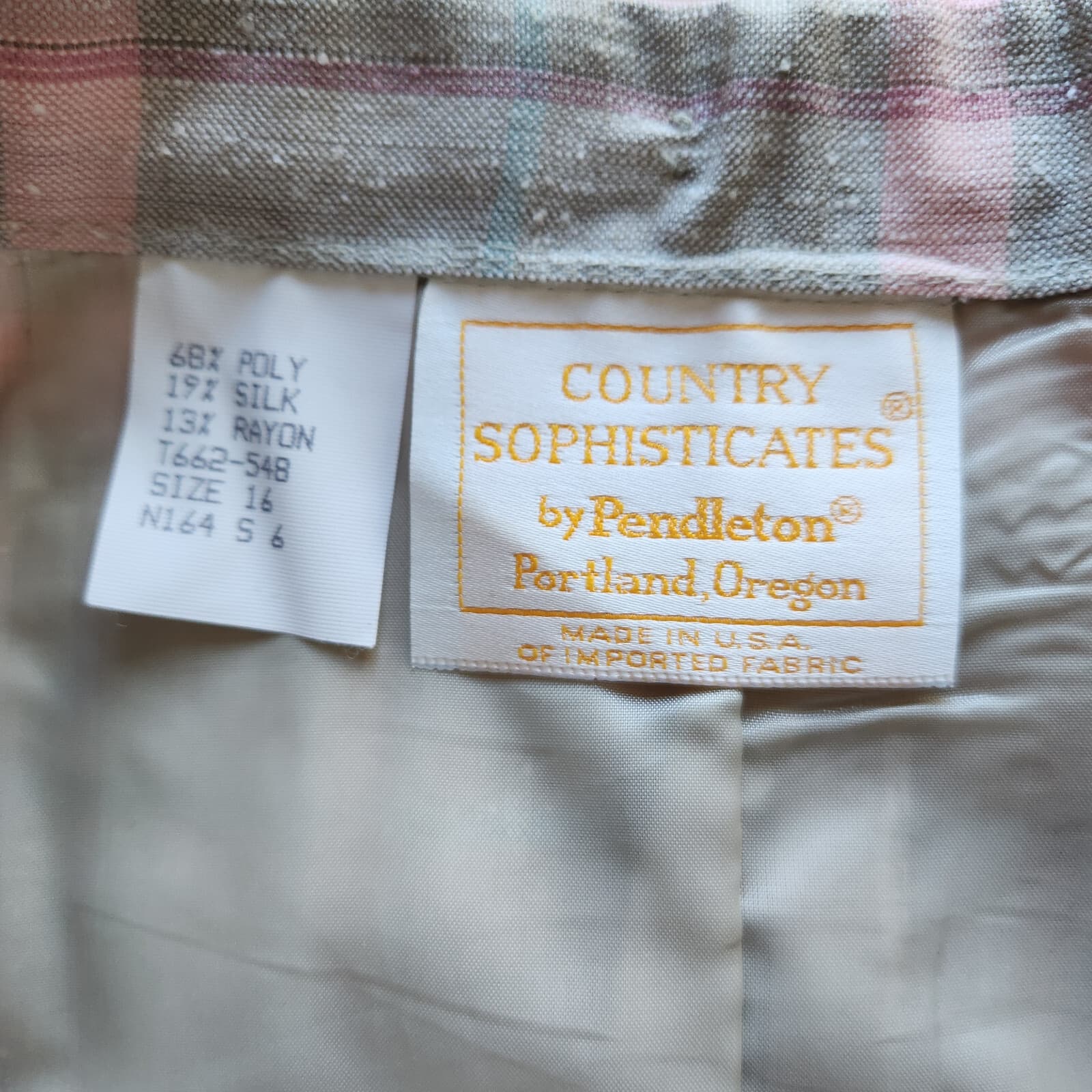 Vintage Pendleton x Country Sophisticates Silk Blend Plaid Pencil Skirt Grey 16 - Thumbnail 8