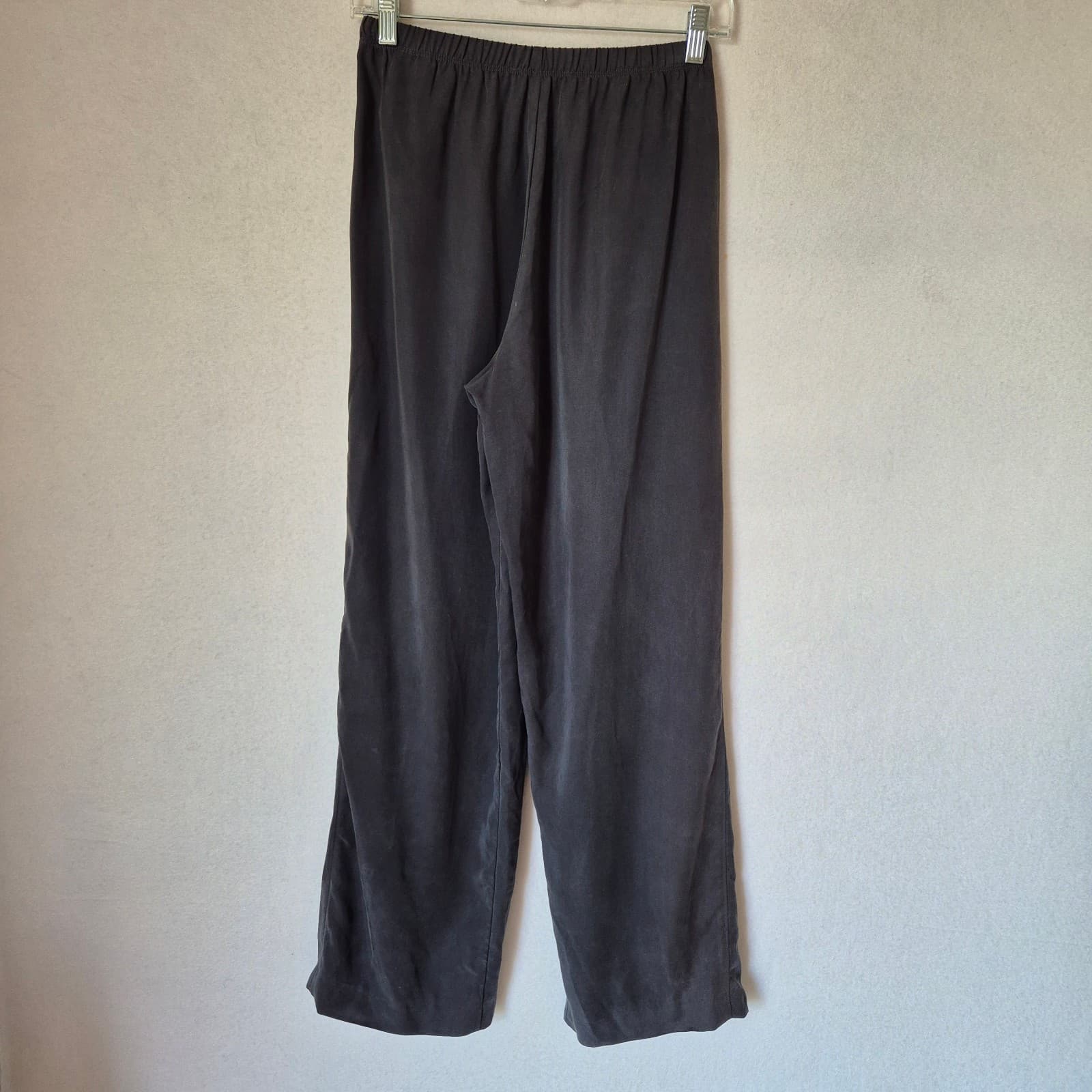 Veronique Miljkovitch Wide-Leg Pants Elastic Pull-On Pocket Tencel Grey Women XS - Thumbnail 3