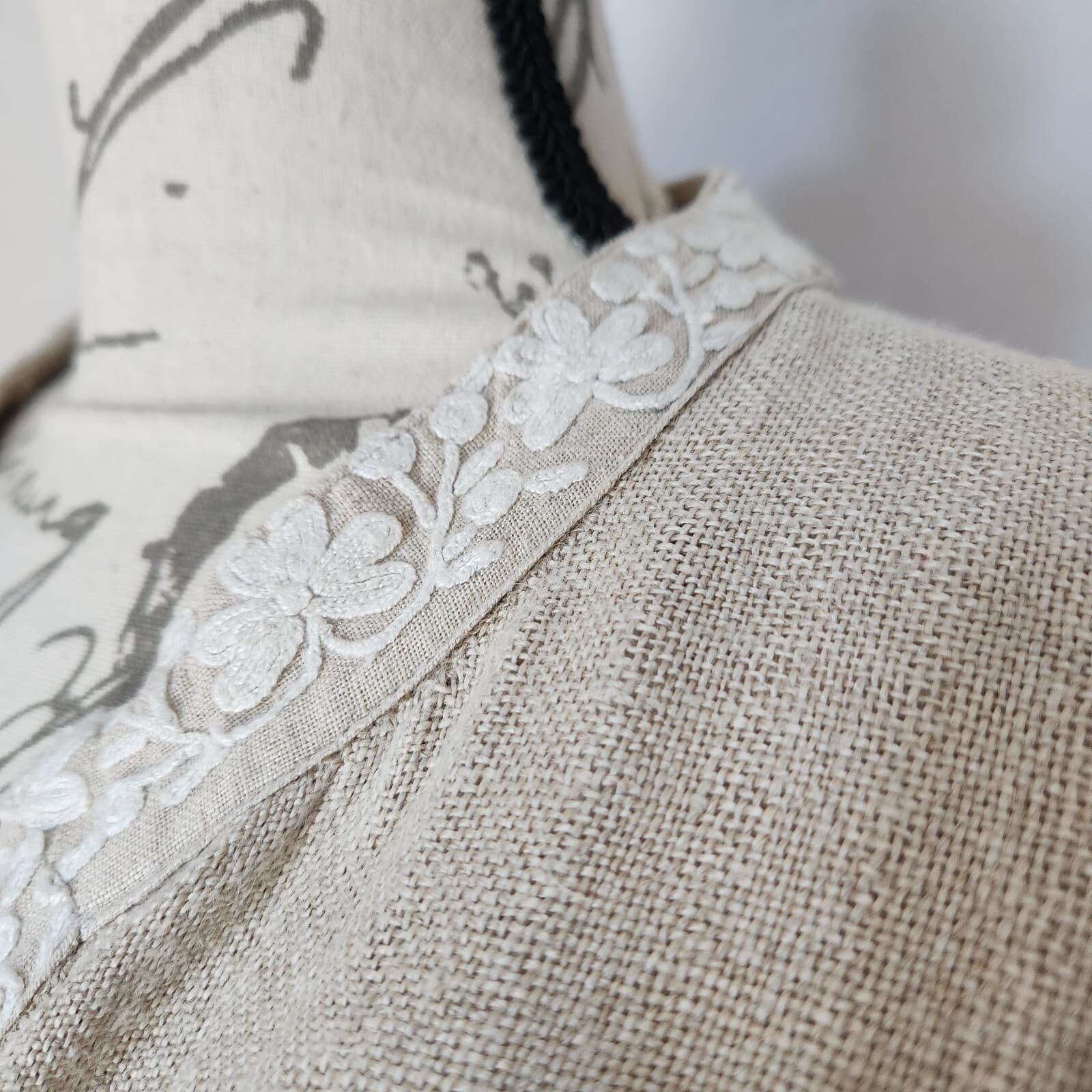 CP Shades Sausalito Linen Embroidered Trim Open Jacket Pocket Natural-Beige Sz.S - Thumbnail 4