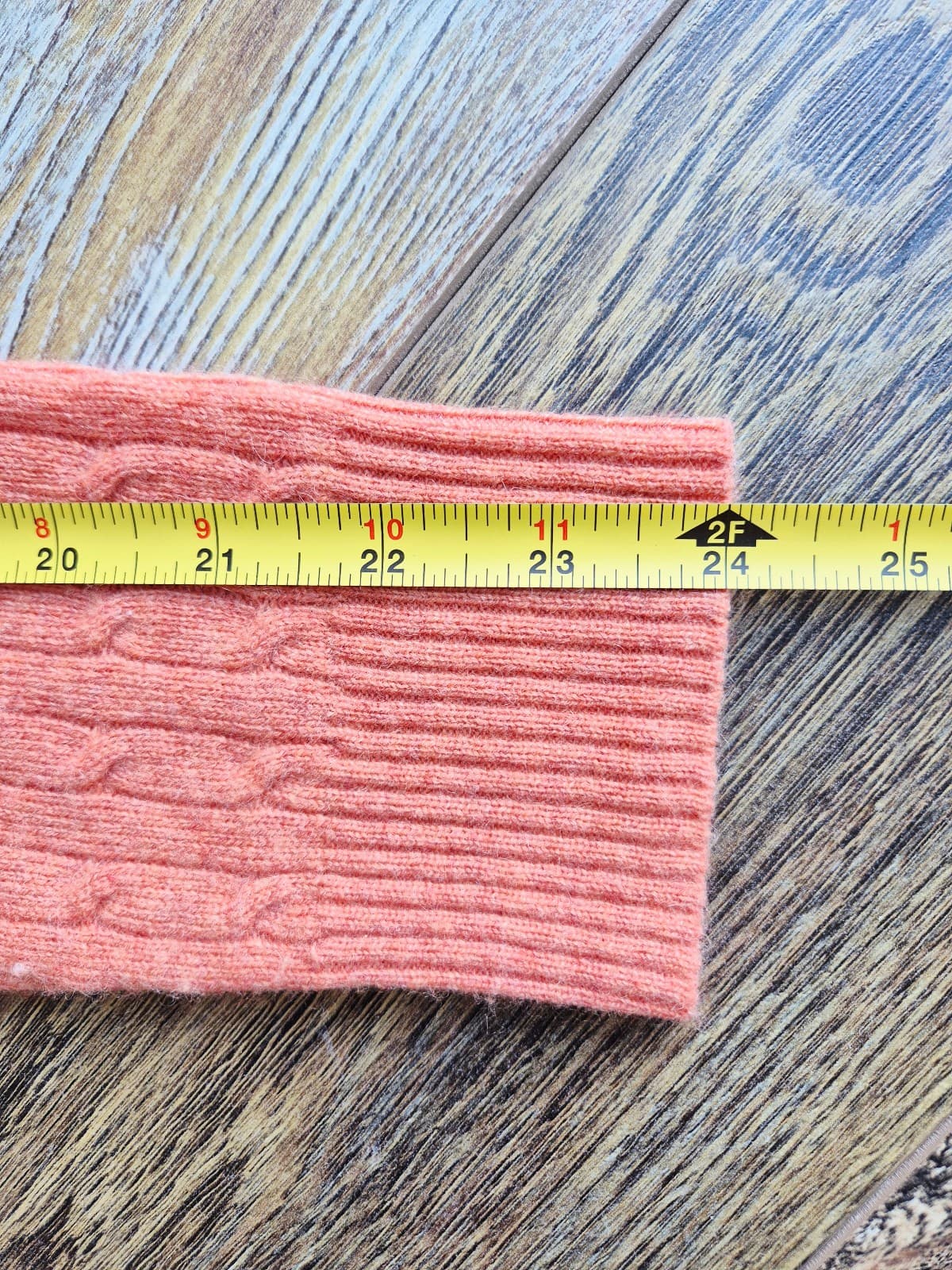 Tweeds 100% 2-Ply Cashmere Cable Knit Crew Neck Sweater Orange Women's Large - Thumbnail 9
