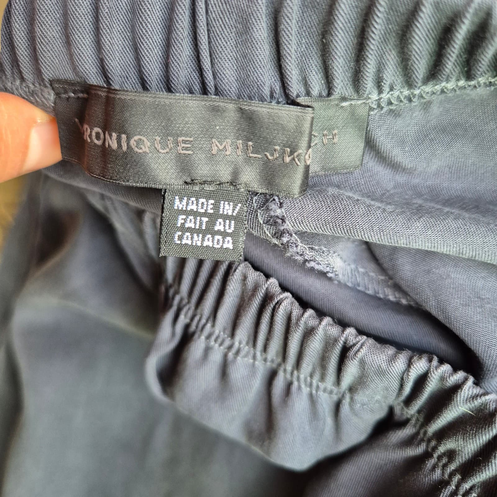 Veronique Miljkovitch Wide-Leg Pants Elastic Pull-On Pocket Tencel Grey Women XS - Thumbnail 7