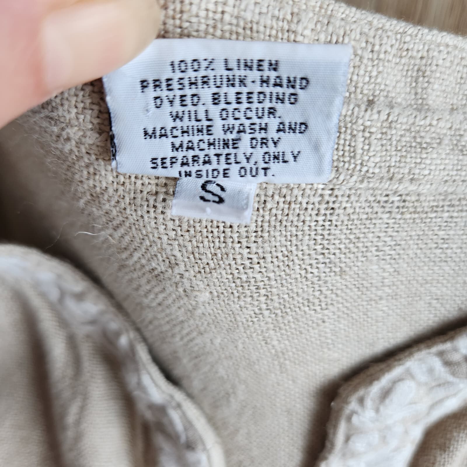 CP Shades Sausalito Linen Embroidered Trim Open Jacket Pocket Natural-Beige Sz.S - Thumbnail 9