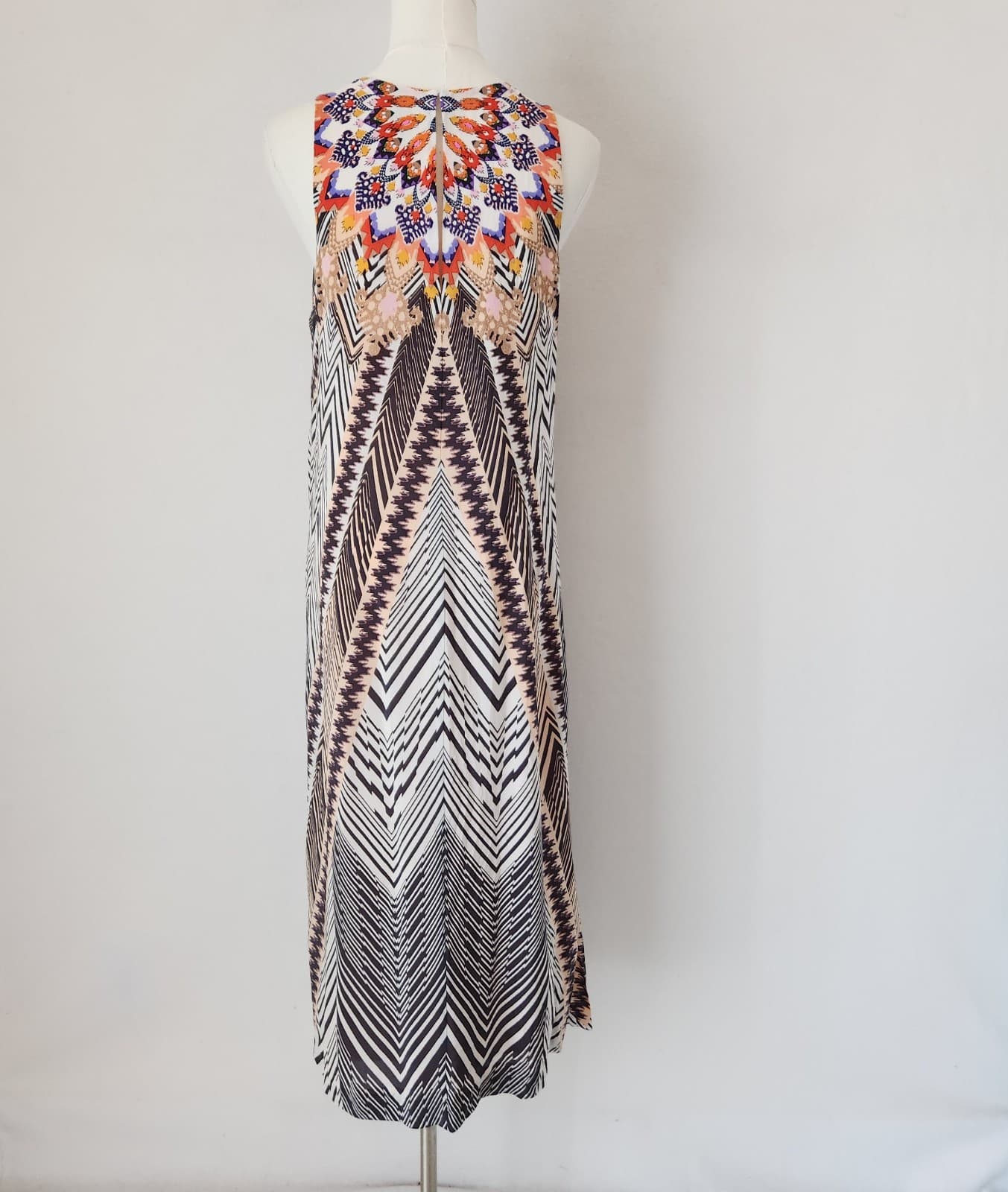 HD in Paris Anthropologie Size 12 Solstice Silk Dress Sleeveless Neutral Motif - Thumbnail 9