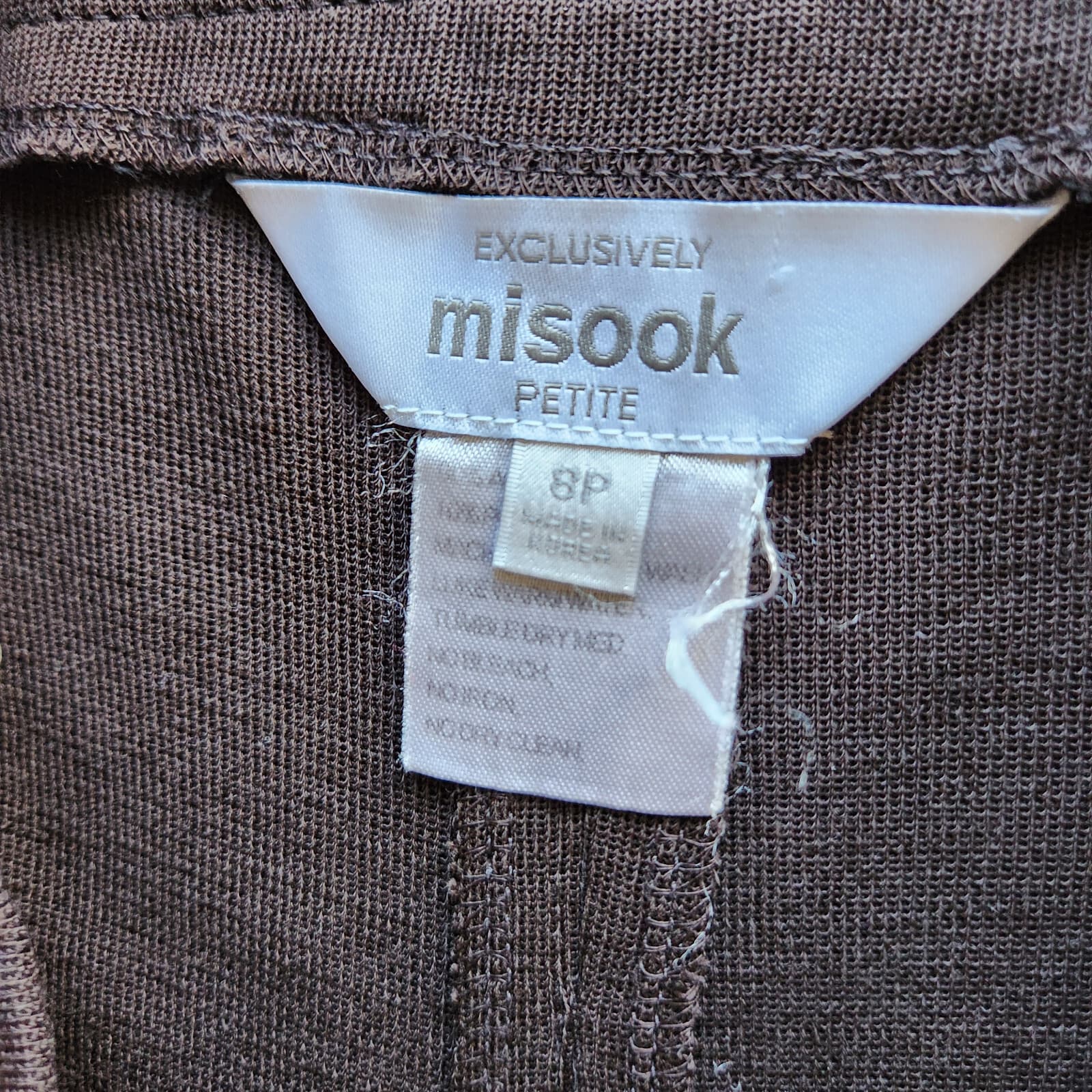Exclusively Misook Straight Leg Pants Zip Stretch Knit Acrylic Brown Women's 8P - Thumbnail 7