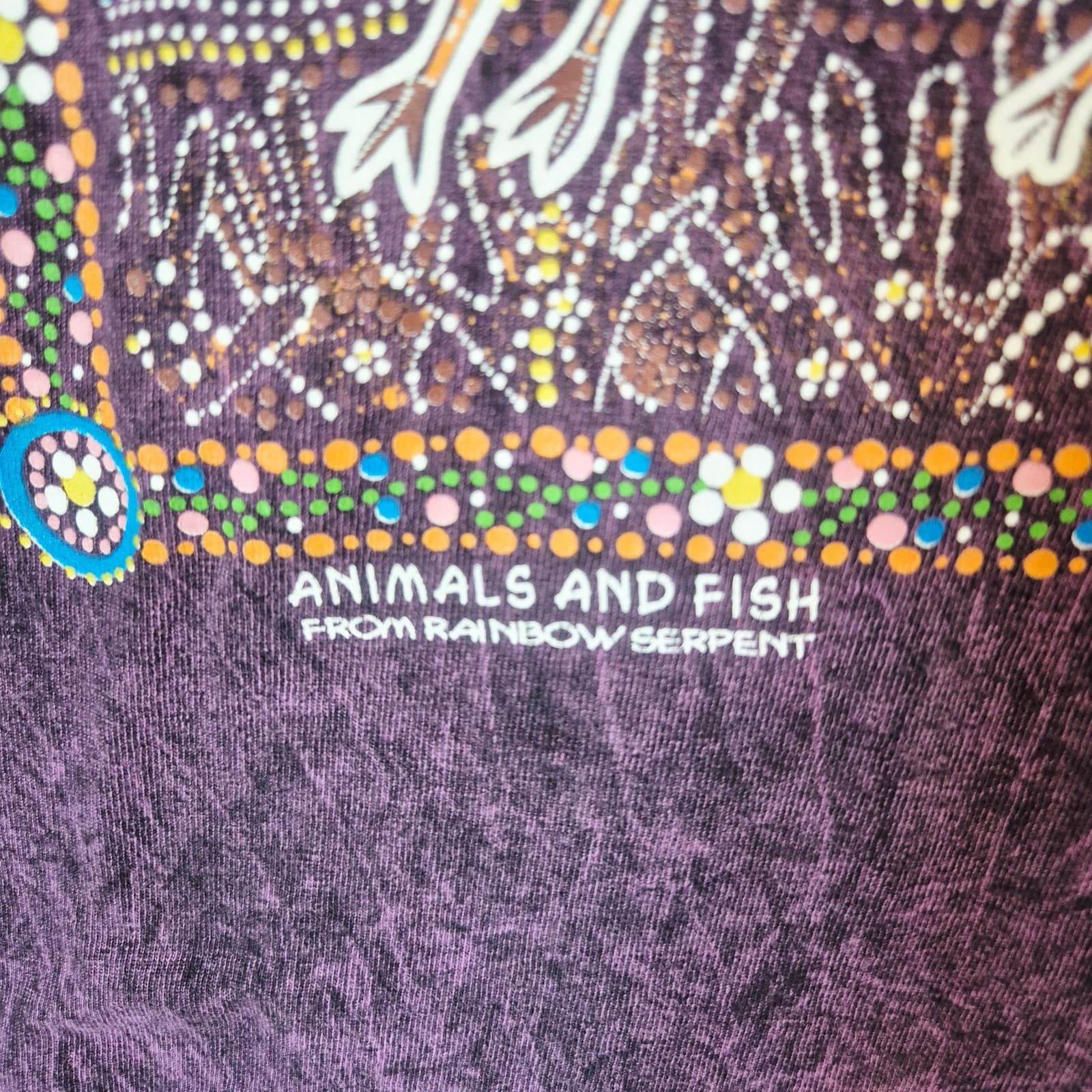 Vintage Gooses Aboriginal Art Animal Australia T-Shirt Cotton Acid-Purple Sz.M - Thumbnail 7