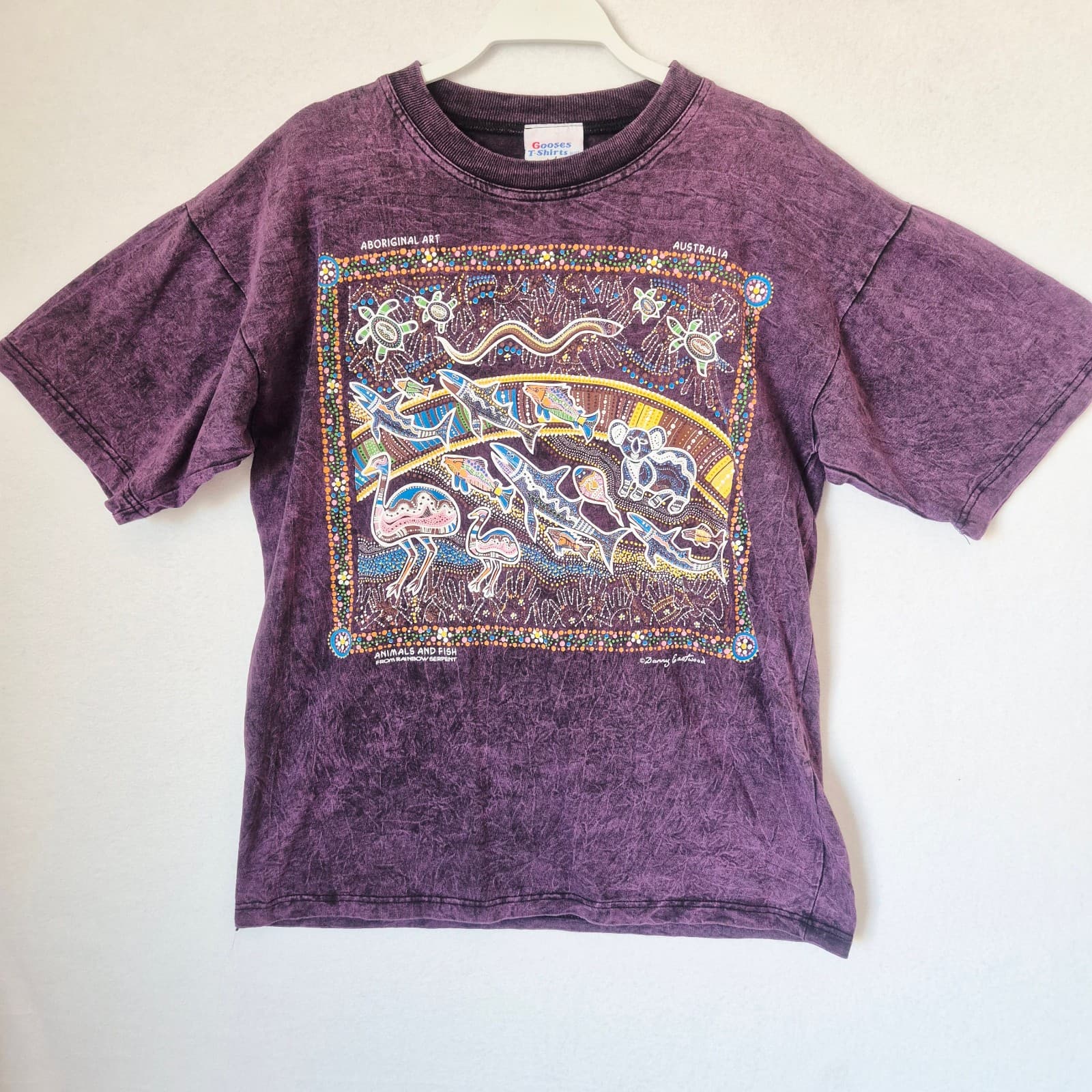 Vintage Gooses Aboriginal Art Animal Australia T-Shirt Cotton Acid-Purple Sz.M - Thumbnail 2