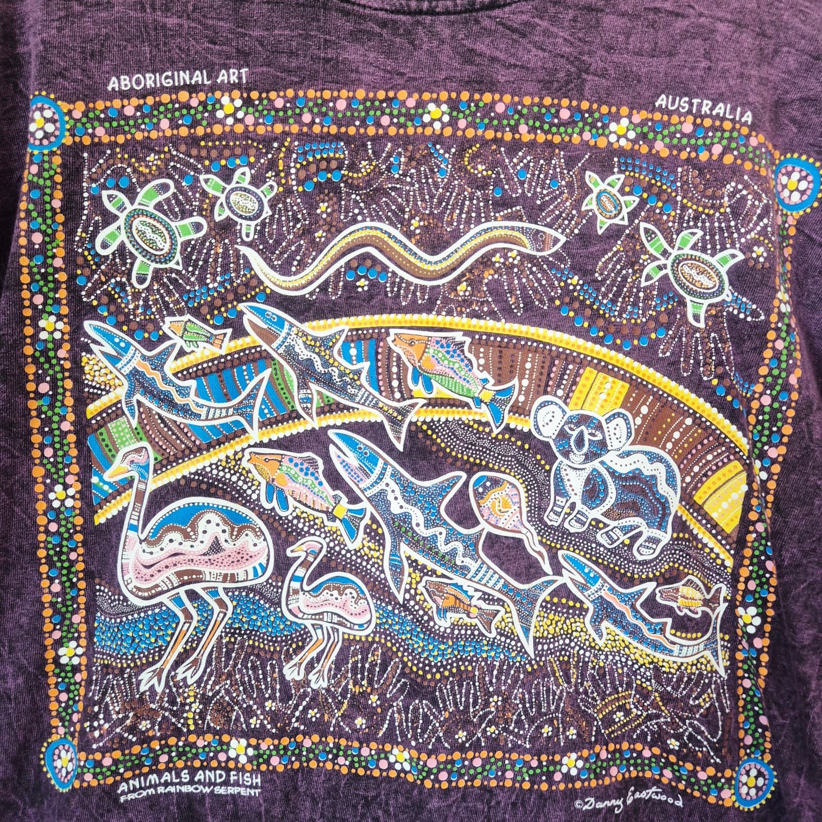 Vintage Gooses Aboriginal Art Animal Australia T-Shirt Cotton Acid-Purple Sz.M - Thumbnail 5