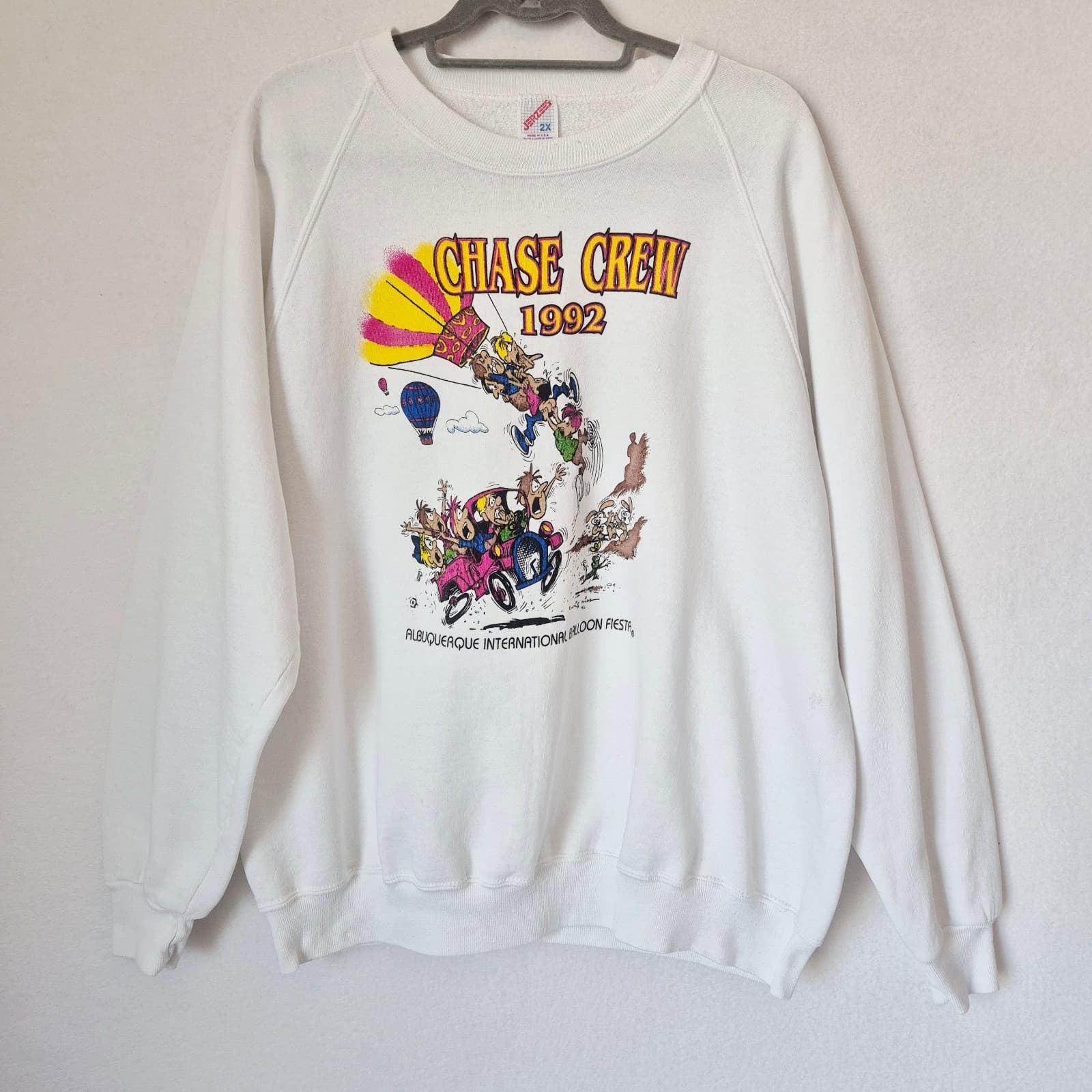 Vintage'92 Jerzees Albuquerque Inter. Balloon Fiesta Sweatshirt Fleece White 2X - Thumbnail 2