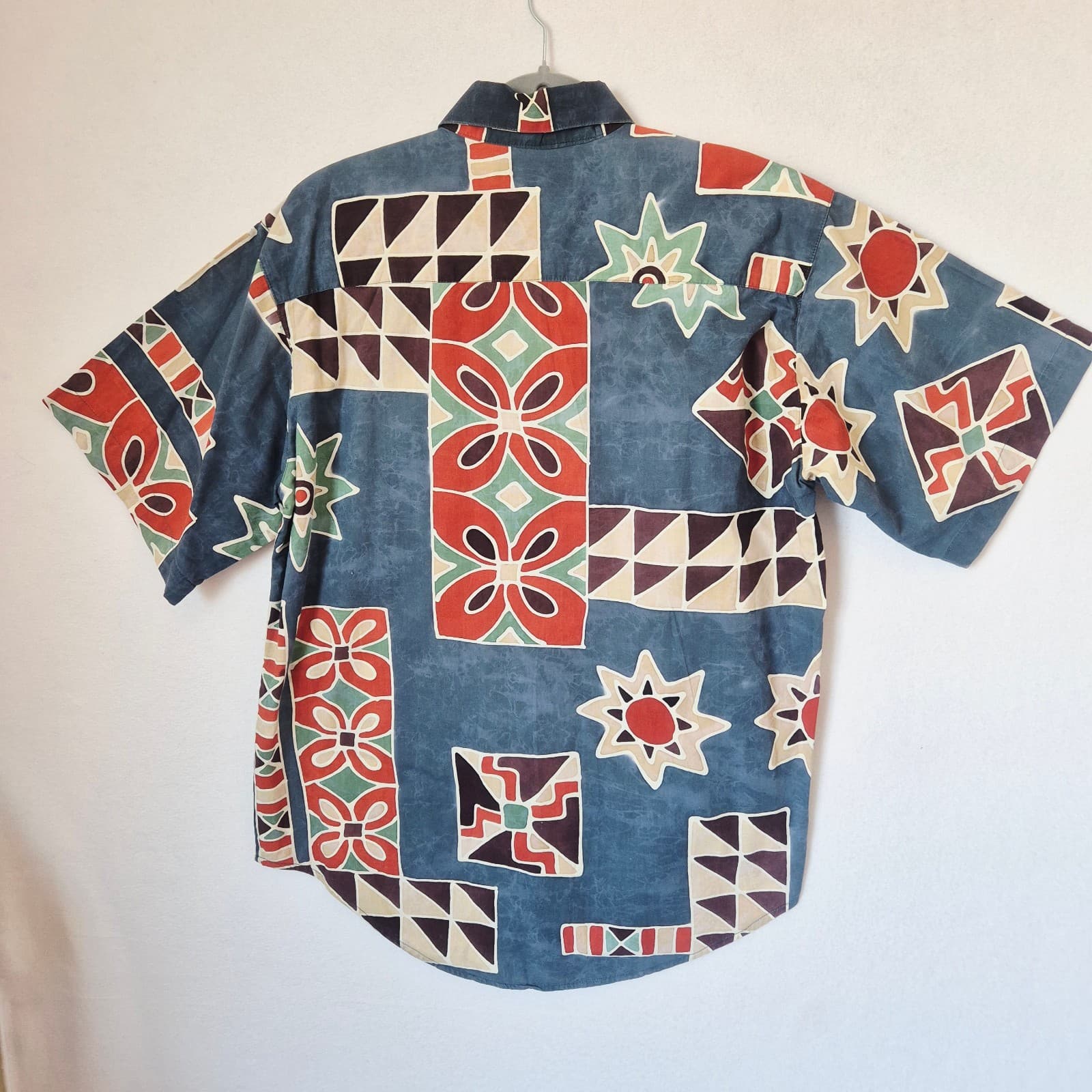 Vintage The Territory Ahead Bali Batik Shirt Short Sleeve Button-Up Multi Mens L - Thumbnail 4