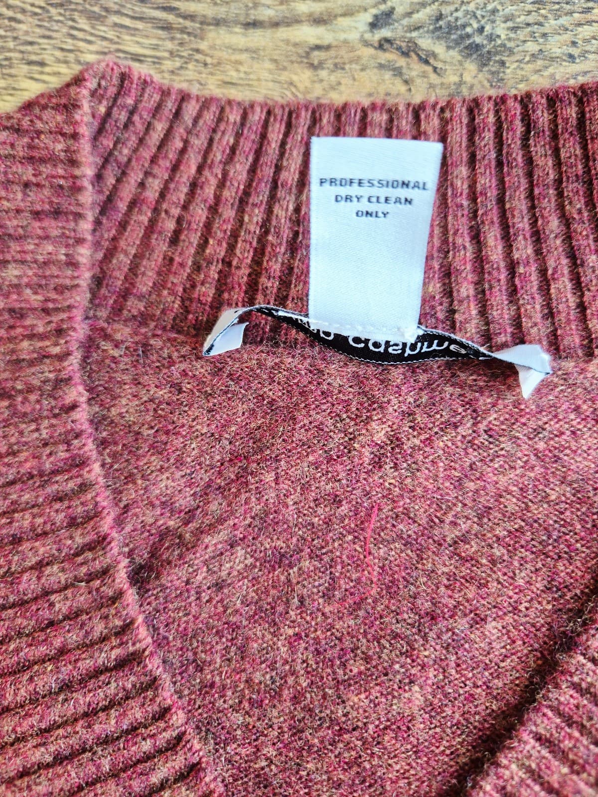 Autumn Cashmere V-Neck Sweater Cuffed Long Sleeve Ribbed-Waist Burgundy Womens M - Thumbnail 8