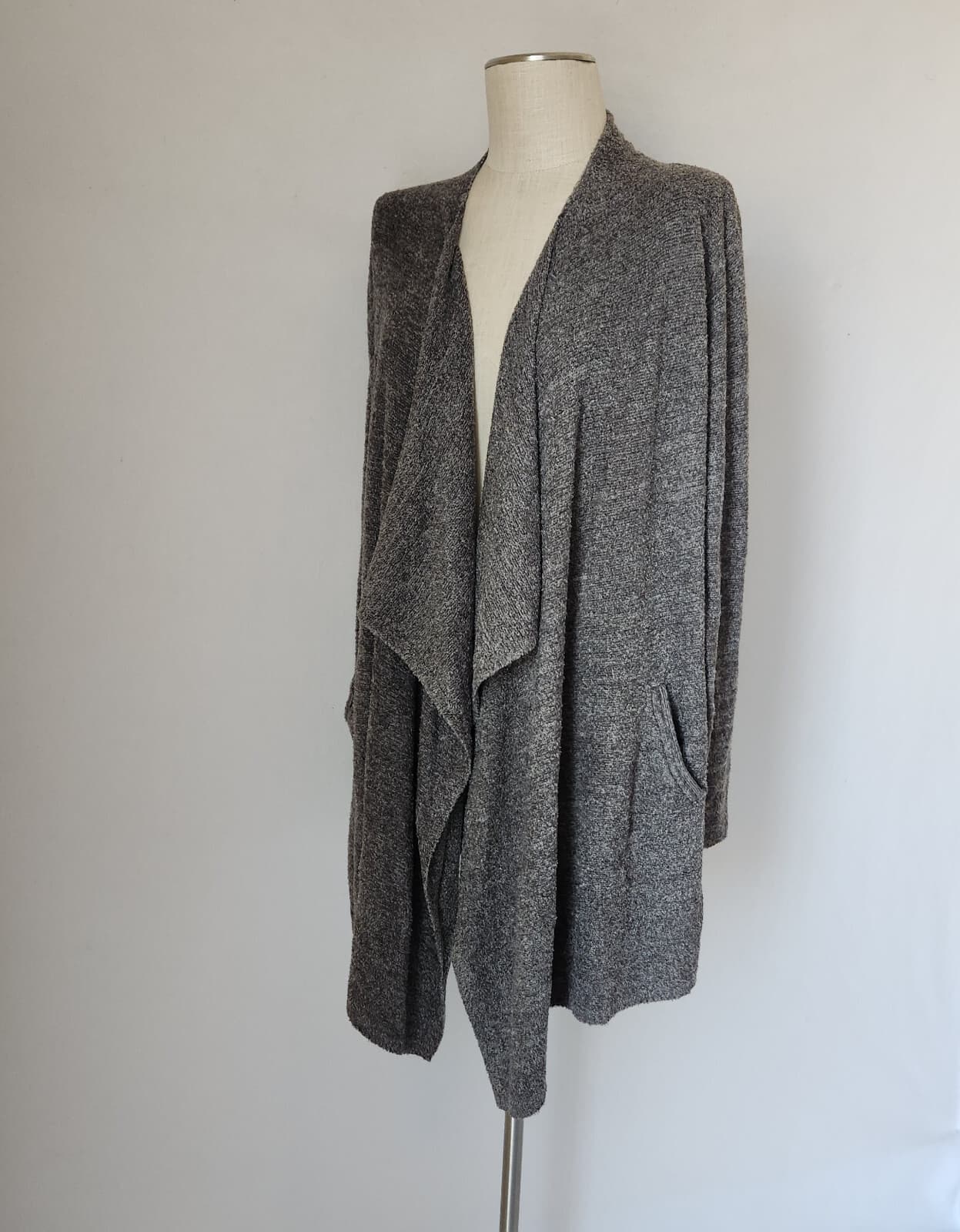NWoT Barefoot Dreams $125 CozyChic Lite Island Wrap Cardigan Pocket Grey Sz.L/XL - Thumbnail 3