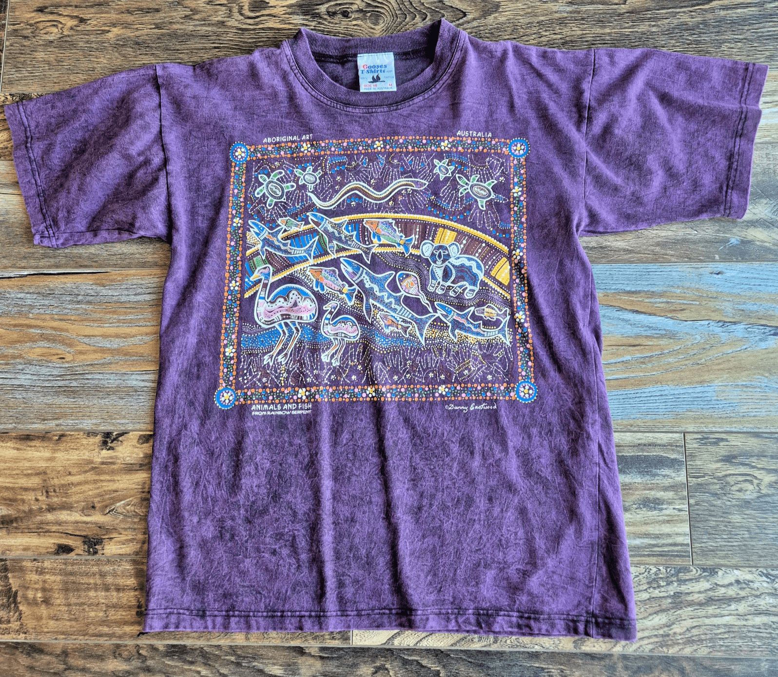 Vintage Gooses Aboriginal Art Animal Australia T-Shirt Cotton Acid-Purple Sz.M - Thumbnail 3