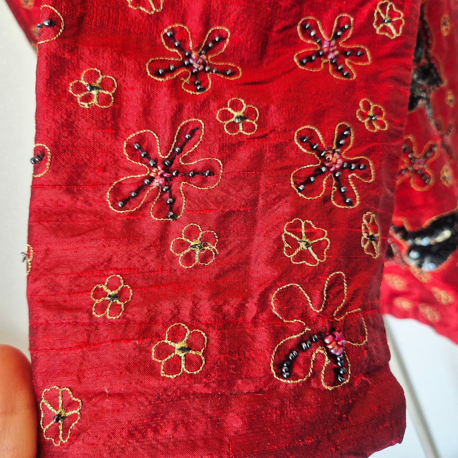 Vintage Chico's Anniversary Collection Silk Beaded Sequined Evening Jacket Sz.2 - Thumbnail 6