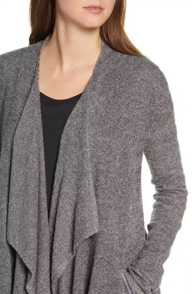 NWoT Barefoot Dreams $125 CozyChic Lite Island Wrap Cardigan Pocket Grey Sz.L/XL - Thumbnail 4