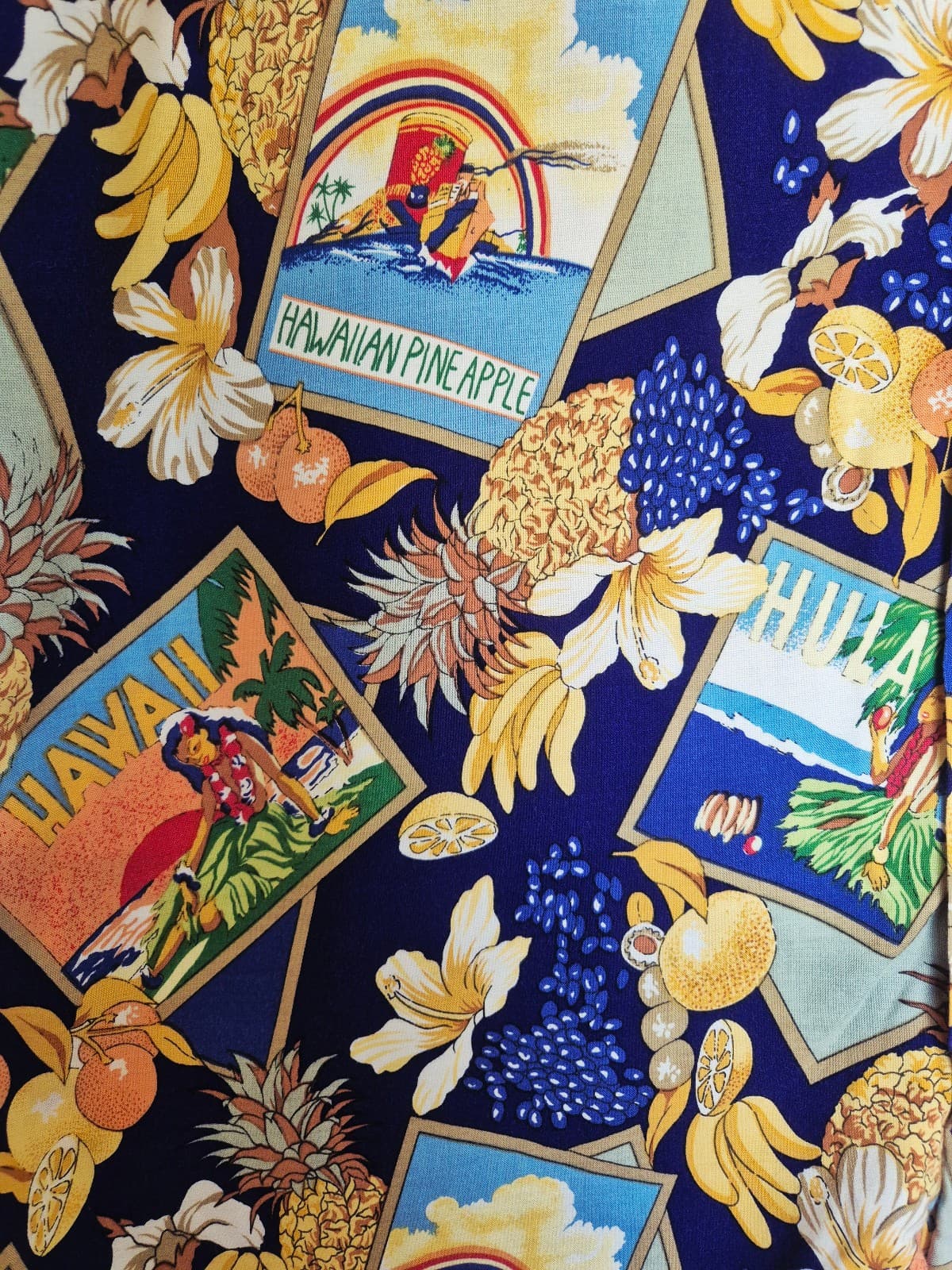 Vintage Joe Kealoha's Hula Pineapple Banana Hibiscus Hawaiian Shirt Bust 49" XL - Thumbnail 5