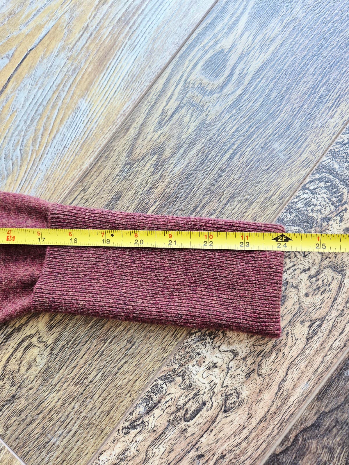 Autumn Cashmere V-Neck Sweater Cuffed Long Sleeve Ribbed-Waist Burgundy Womens M - Thumbnail 9