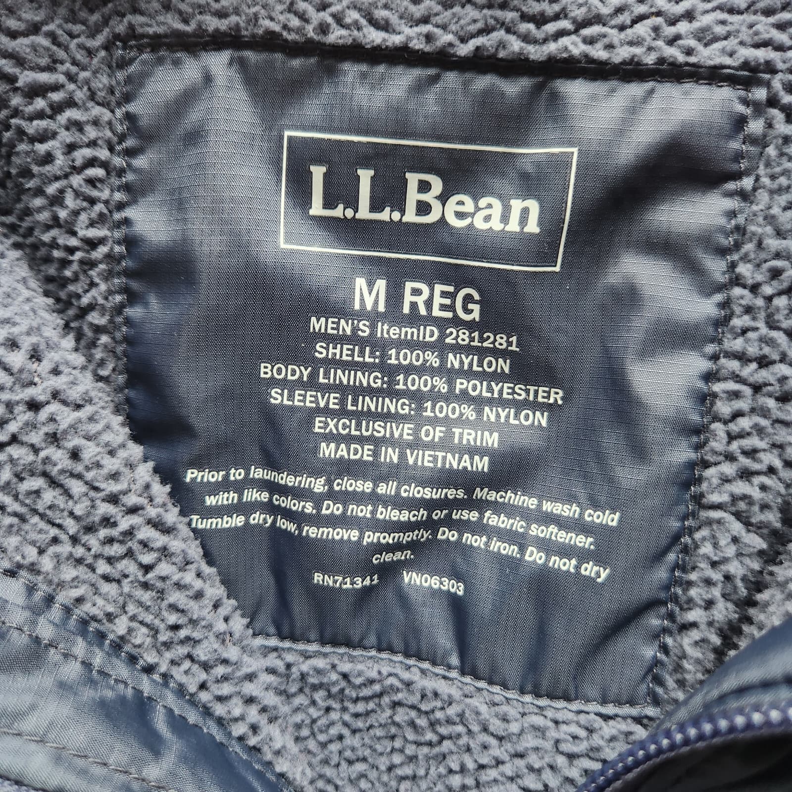 L.L.Bean Fleece Lined Warmup Jacket Full-Zip Zipped-Pocket Blue-Grey Nylon Men M - Thumbnail 7