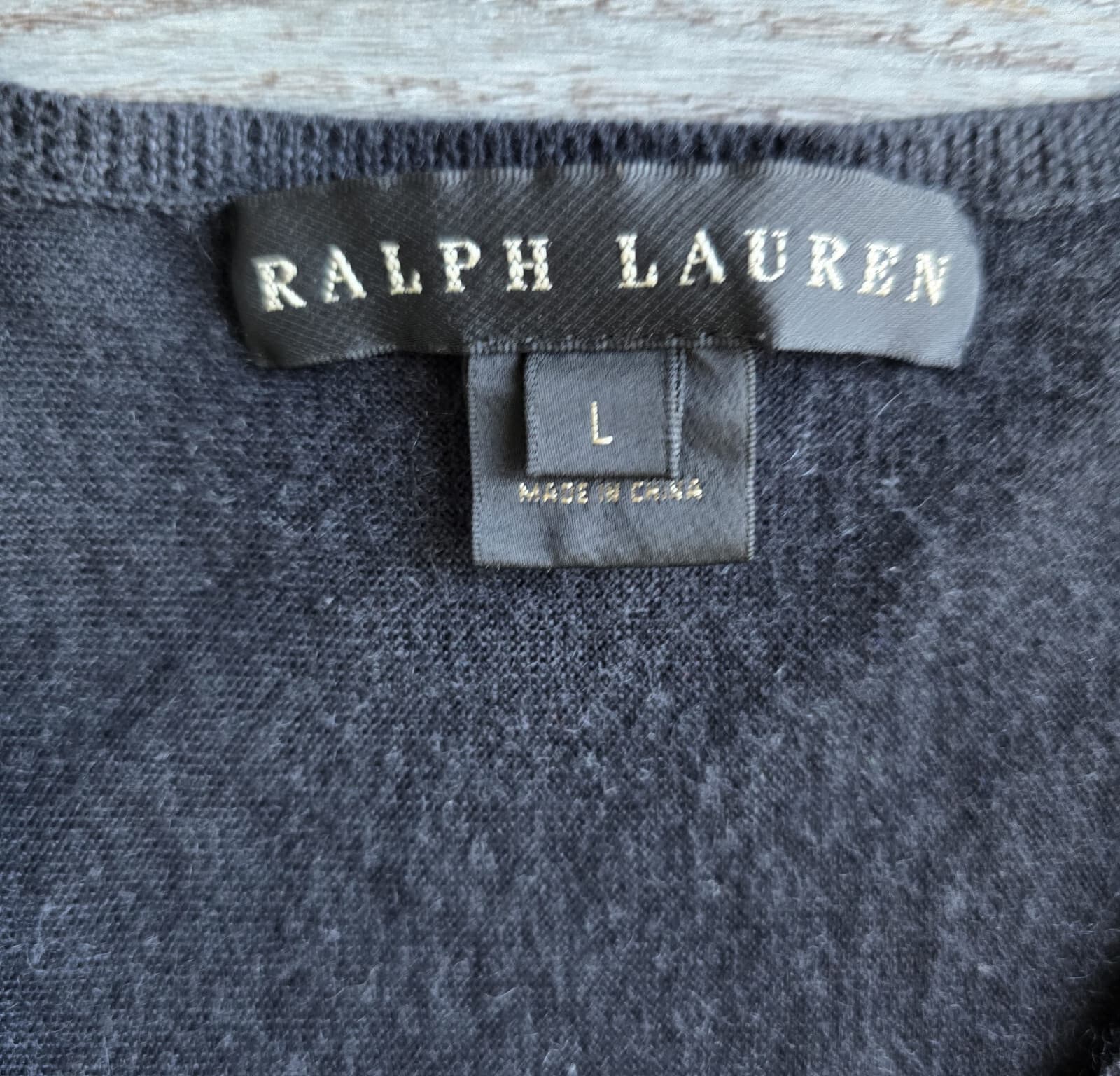 Ralph Lauren Black Label Cashmere Silk Sweater Balloon Sleeve V-Neck Black Sz.L - Thumbnail 9