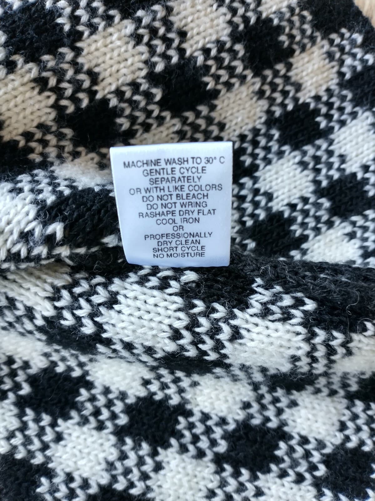 Bianca G. Made in Italy Wool Blend Cardigan One-Button Black White Check Sz.M - Thumbnail 8