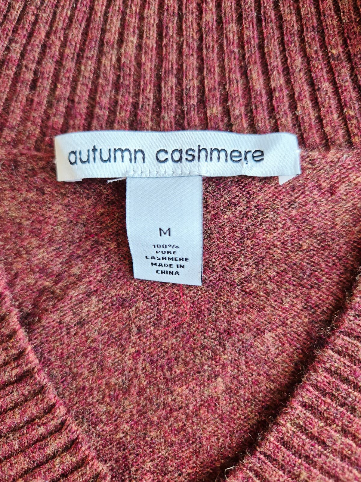 Autumn Cashmere V-Neck Sweater Cuffed Long Sleeve Ribbed-Waist Burgundy Womens M - Thumbnail 7