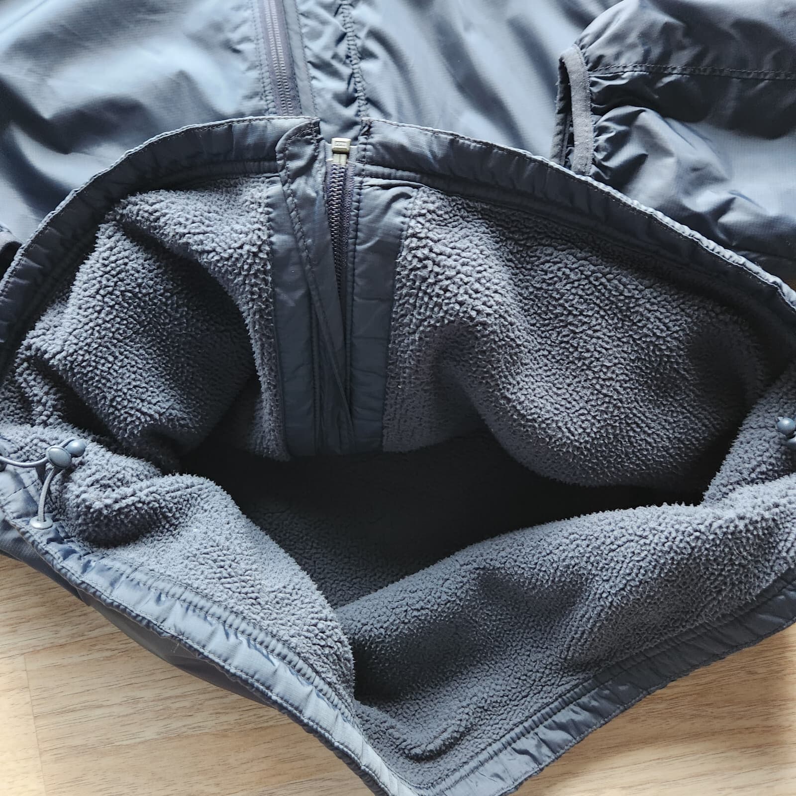 L.L.Bean Fleece Lined Warmup Jacket Full-Zip Zipped-Pocket Blue-Grey Nylon Men M - Thumbnail 6