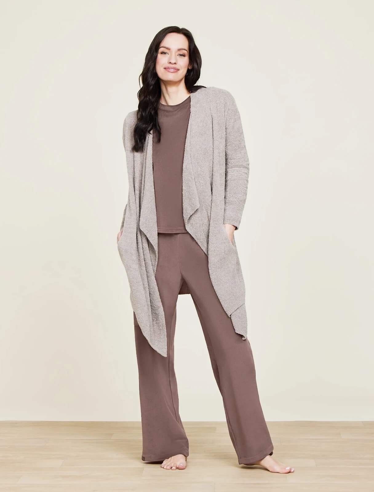 NWoT Barefoot Dreams $125 CozyChic Lite Island Wrap Cardigan Pocket Grey Sz.L/XL - Thumbnail 12