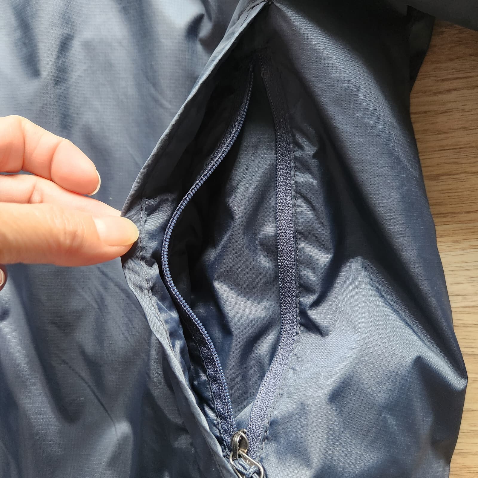 L.L.Bean Fleece Lined Warmup Jacket Full-Zip Zipped-Pocket Blue-Grey Nylon Men M - Thumbnail 5