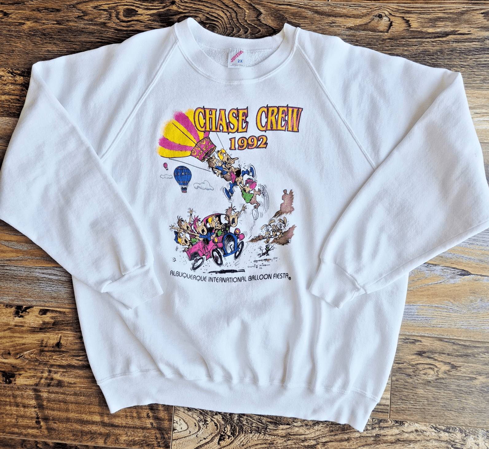 Vintage'92 Jerzees Albuquerque Inter. Balloon Fiesta Sweatshirt Fleece White 2X