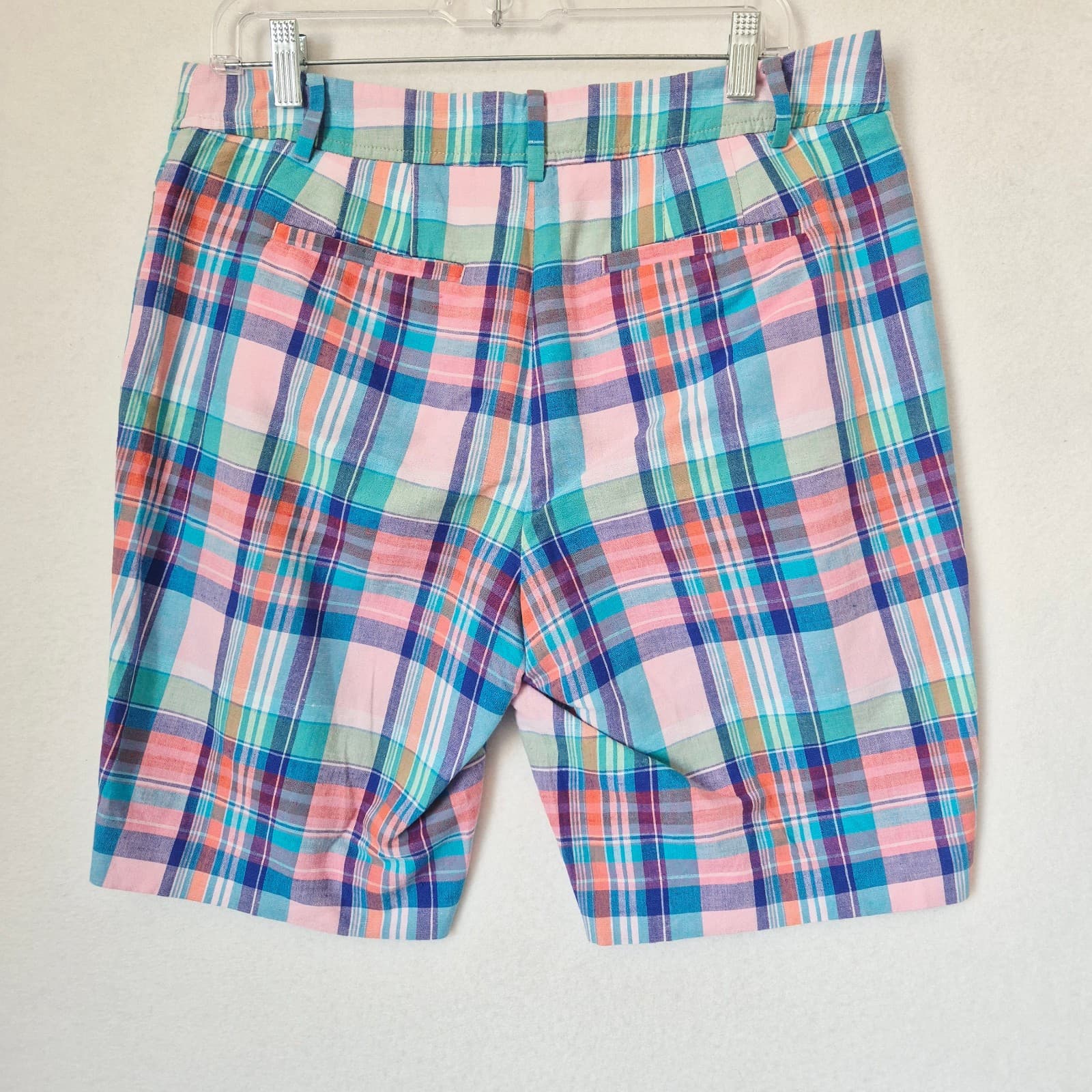 NWoT Talbots Perfect Shorts Bermuda 9.5" Madras Linen Blend Multicolor Women's 8 - Thumbnail 6