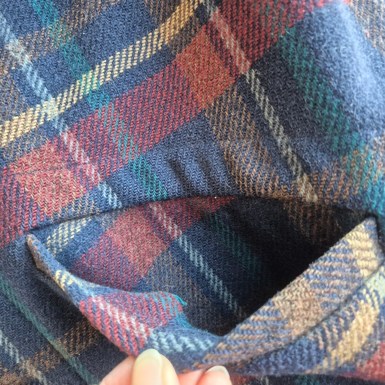 Vintage'70s Pendleton USA Wool Plaid Shirt Jacket Shacket Button Pocket Men's L - Thumbnail 10