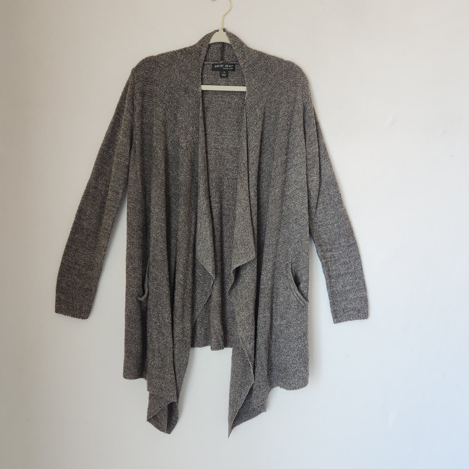 NWoT Barefoot Dreams $125 CozyChic Lite Island Wrap Cardigan Pocket Grey Sz.L/XL - Thumbnail 5